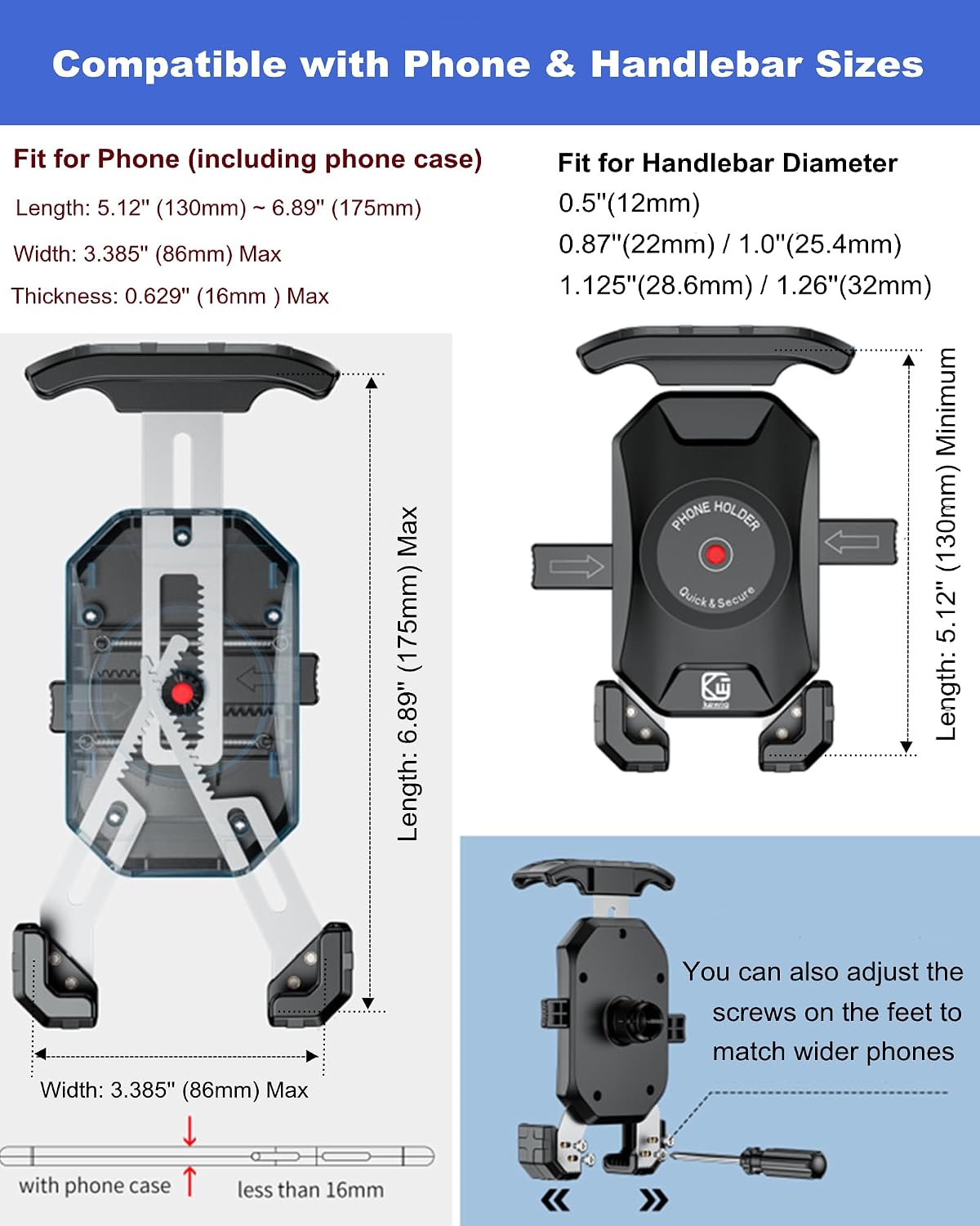Detalle de BRCOVAN Handyhalterung Motorrad 360° für 4–7 Zoll