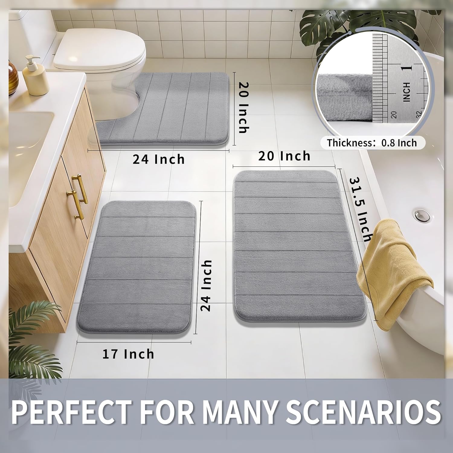Thumbnail 1 de Yimobra Memory Foam Bath Mat, 24x17 ⚙