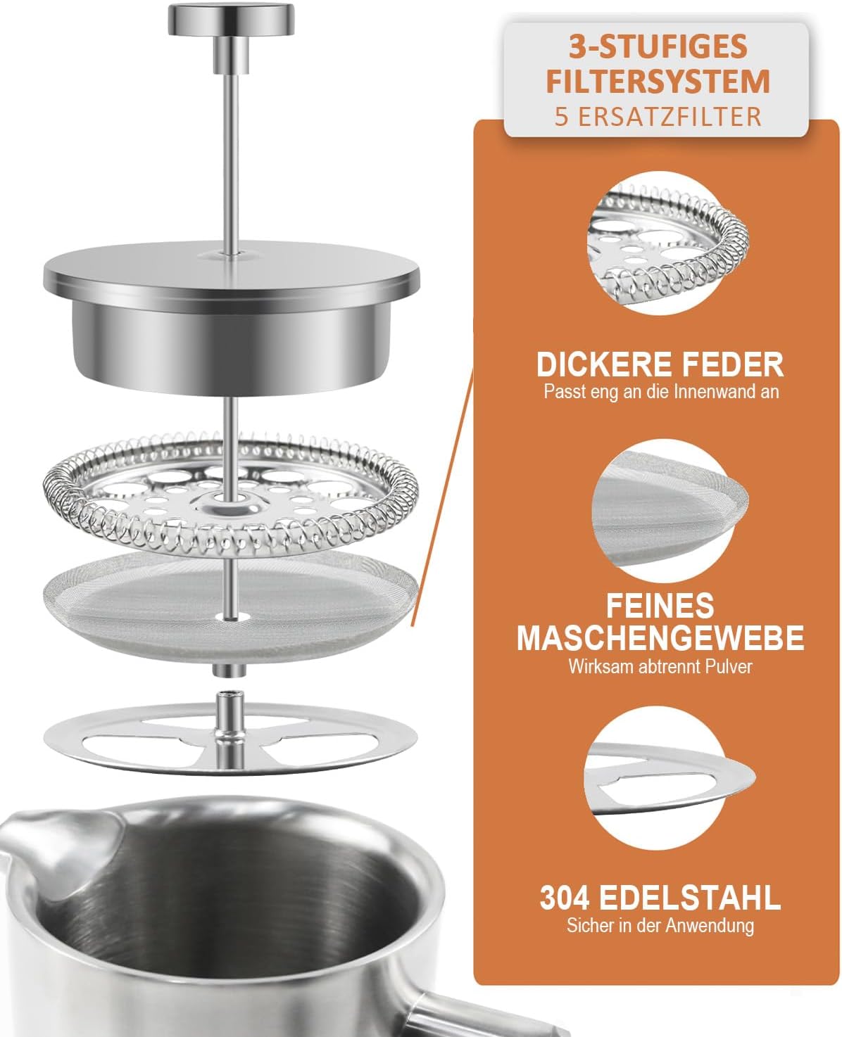 Thumbnail 2 de Dixmas French Press 1000 ml für 8 Tassen