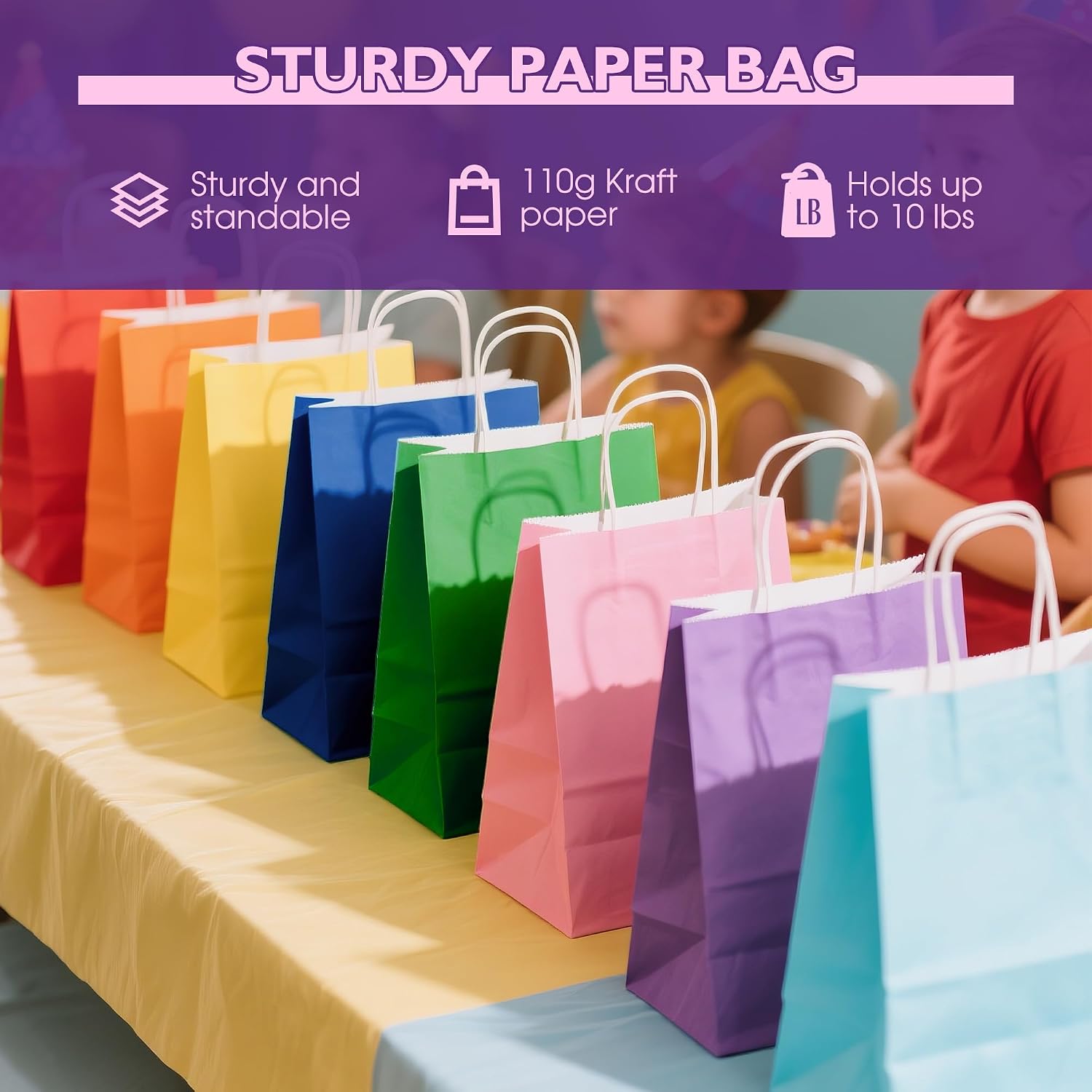 Thumbnail 6 de 32-Pack Kraft Gift Bags with Handles (5.8" x 3.2" x 8.25"), 8 Colors