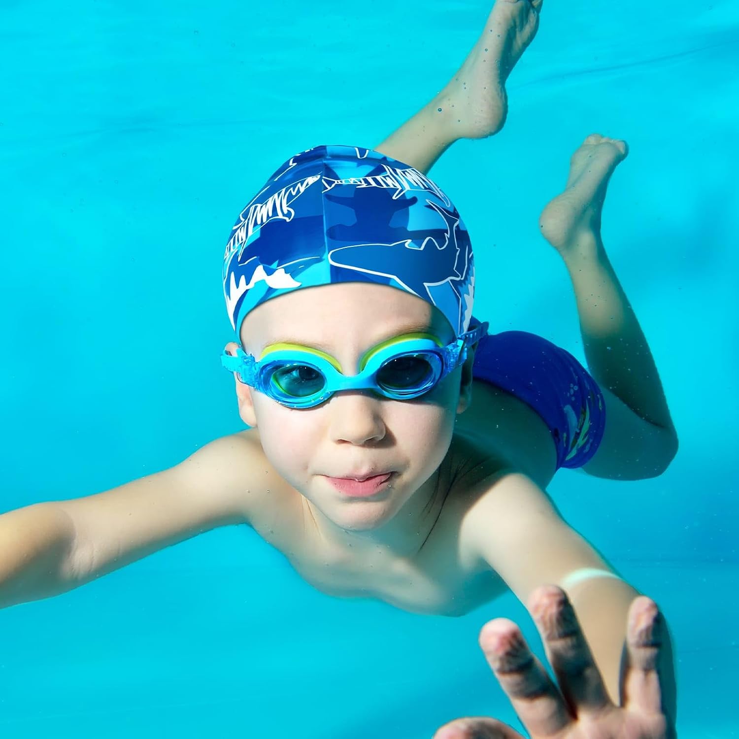 Thumbnail 4 de 2 Pack Kids Swim Cap - Durable Silicone Dinosaur Swim Caps for Boys and Girls