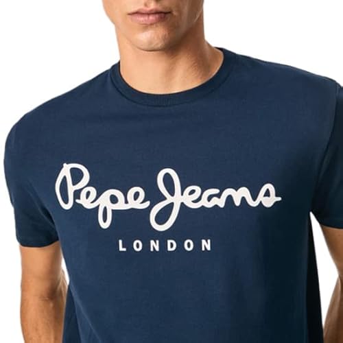 Detalle de Pepe Jeans Original Stretch Camiseta para Hombre Slim Fit Manga Corta Azul (XL)