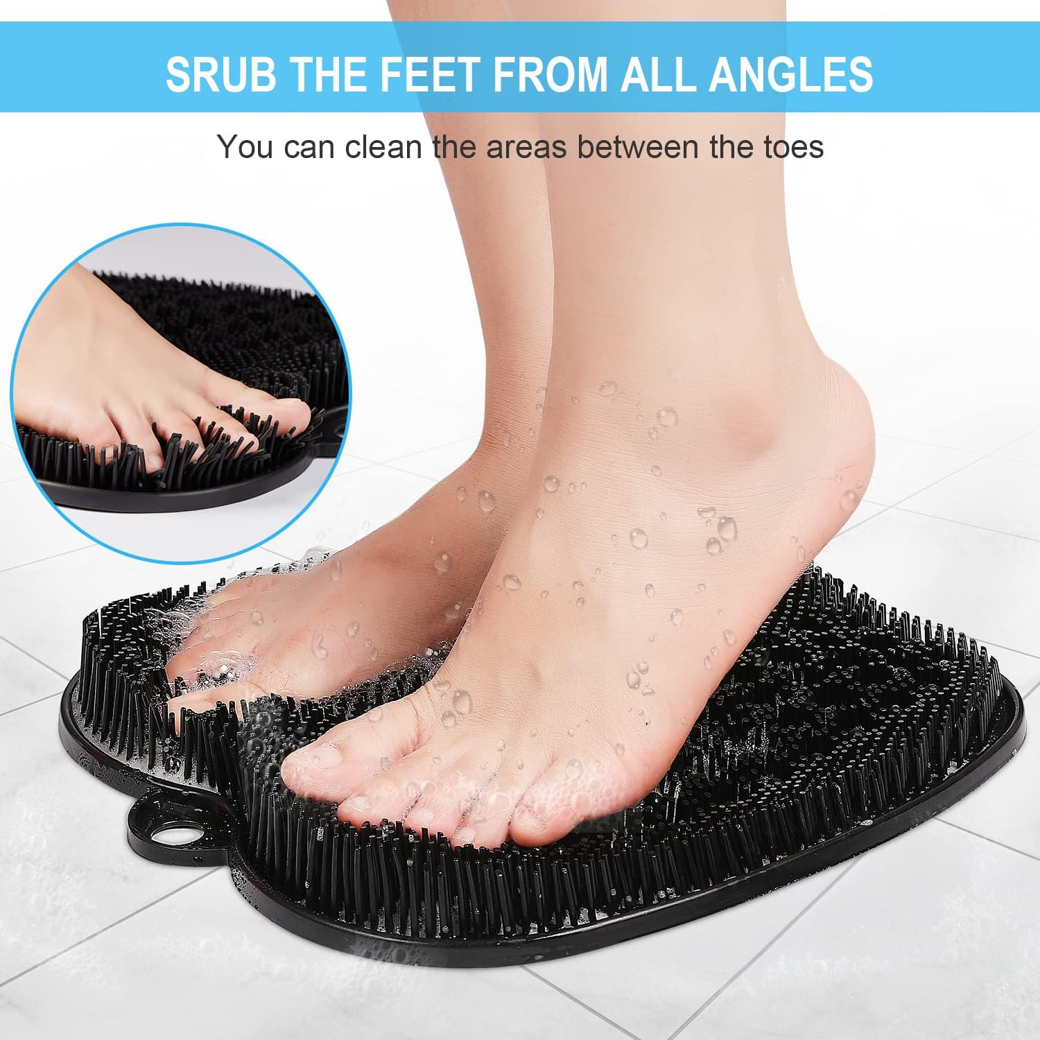 Detalle de HONYIN Larger Shower Scrubber – Foot Massager Mat with Non-Slip Suction Cups