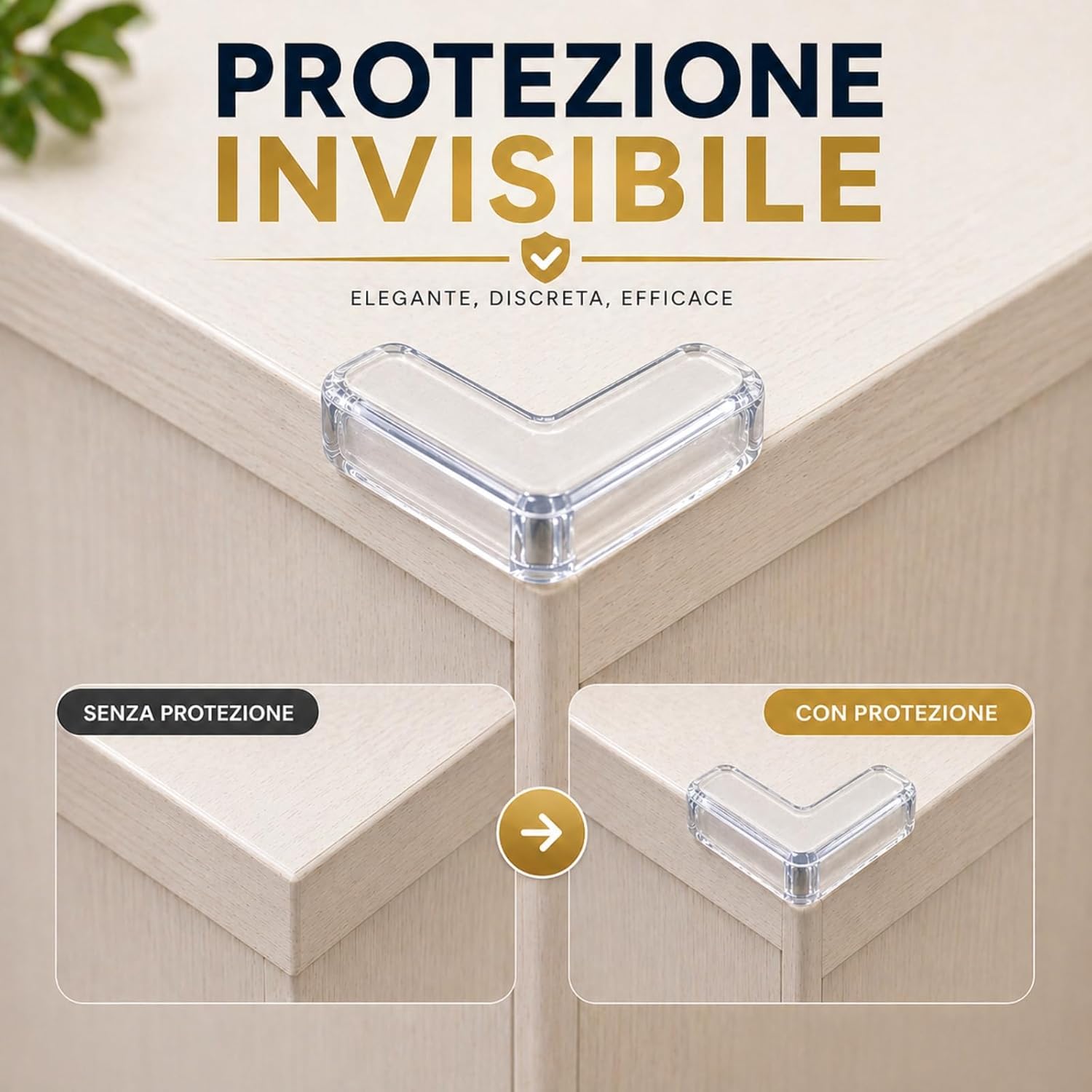 Detalle 2 de Paraspigoli Bambini 12 pezzi in PVC trasparente per mobili con adesivo