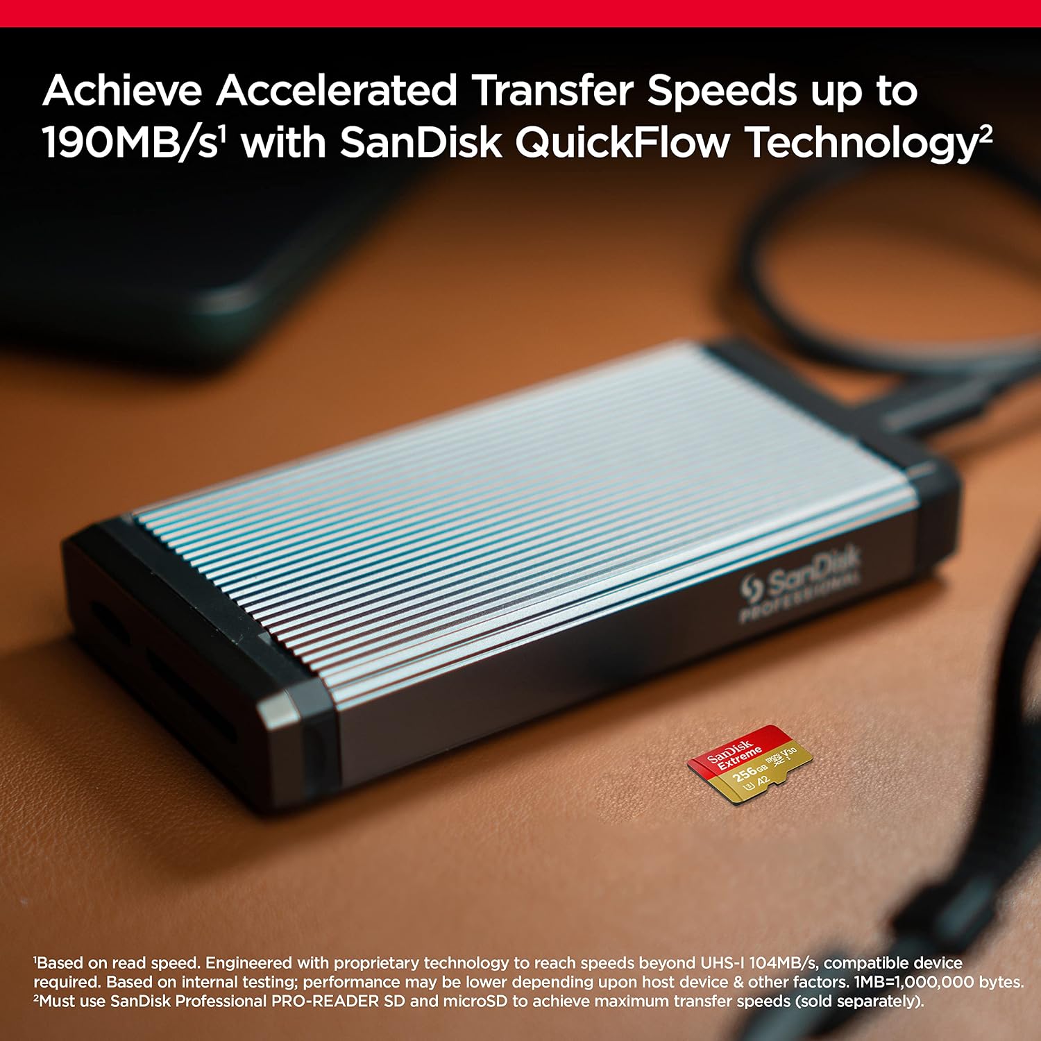 Thumbnail 3 de SanDisk 256 Go Extreme microSDXC avec adaptateur SD – UHS-I, V30, A2, 190 Mo/s