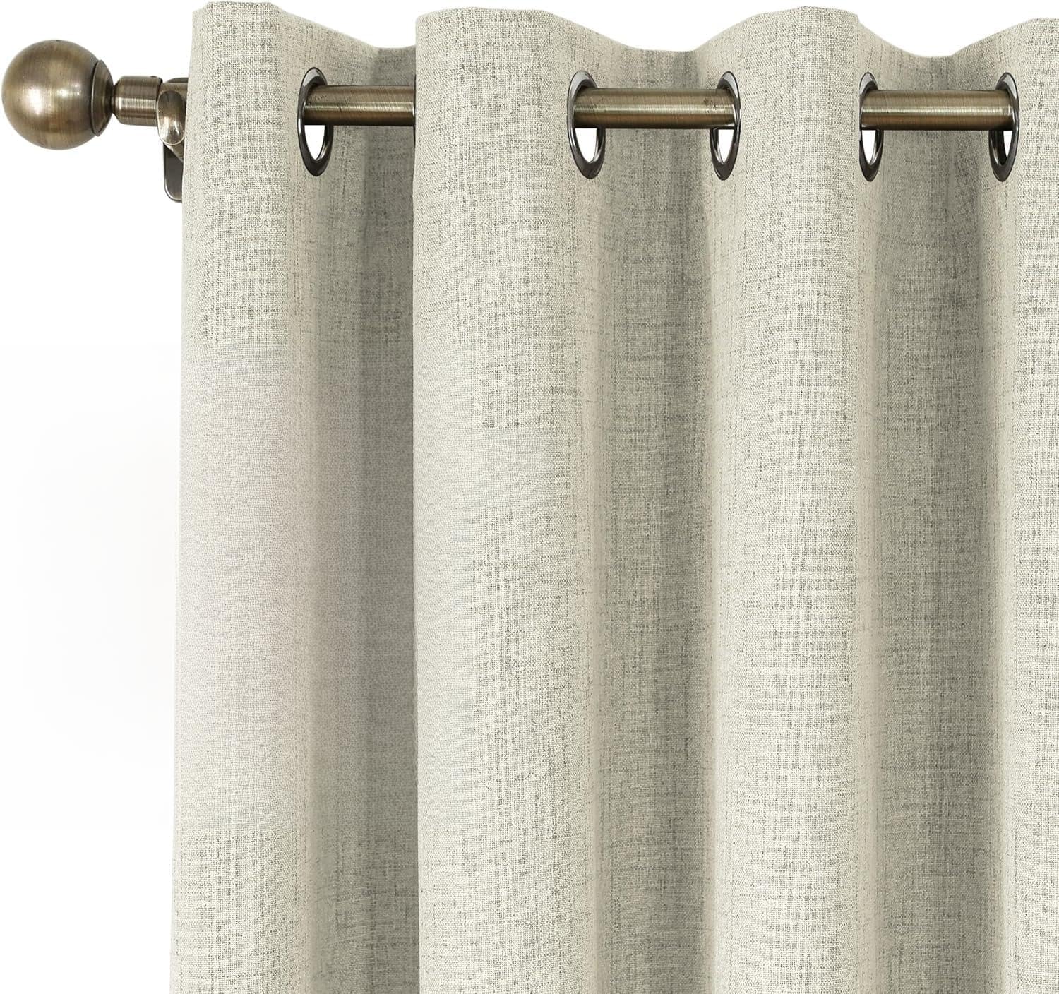 Detalle de CUCRAF 100% blackout curtains (Light Beige) – 72 inch drop, 2 panels, thermal eyelet curtains