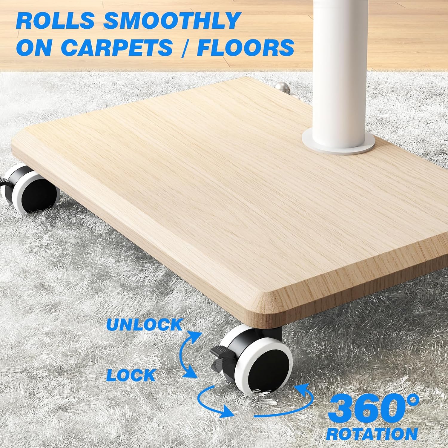 Thumbnail 4 de 5Rcom Support TV sur pied à roulettes blanc VESA 100x100 à 400x400 jusqu’à 35 kg