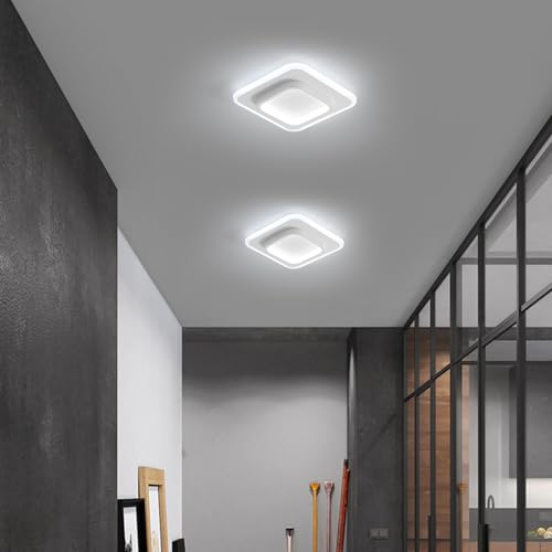 Detalle de DELIPOP Moderna Lámpara de Techo LED 24W: Plafón cuadrado blanco frío 6500 K (24 cm) para pasillo y comedor