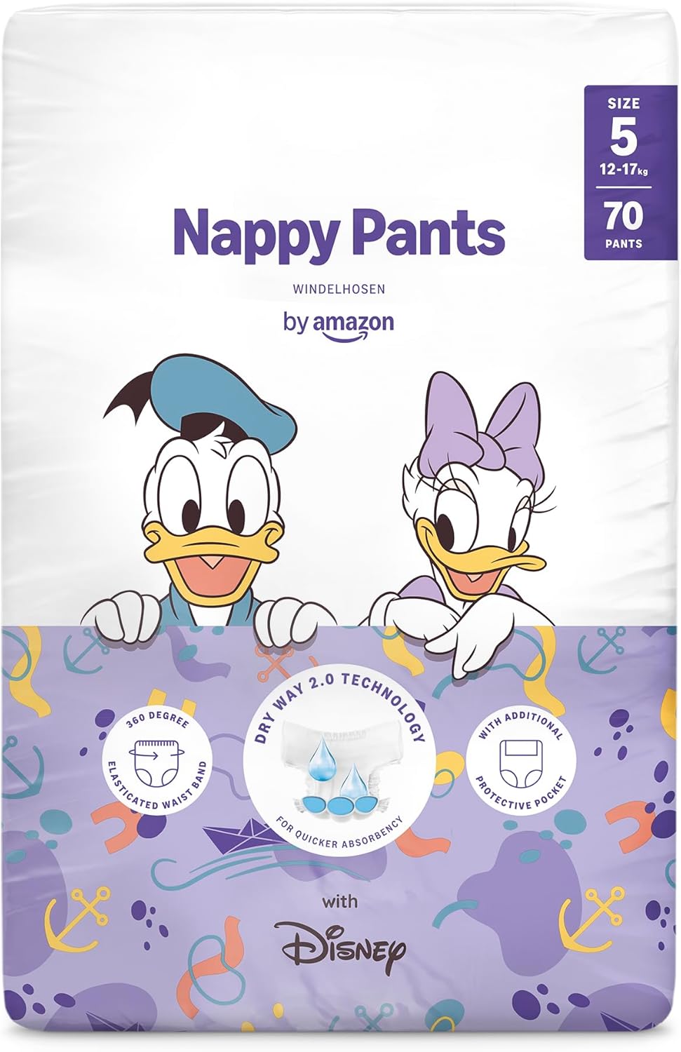 Detalle de Disney Windelhosen Größe 5 (12–17 kg), 70 Stück – Healthcare by Amazon