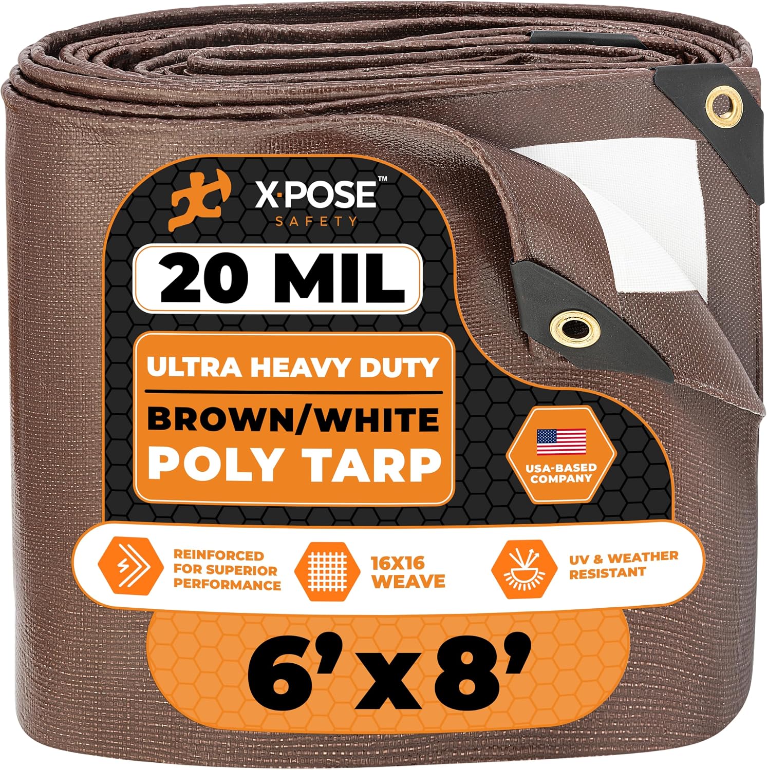 Detalle de Xpose Safety 6' x 8' Ultra Heavy Duty Tarp (20 Mil) – All-Weather Waterproof Cover