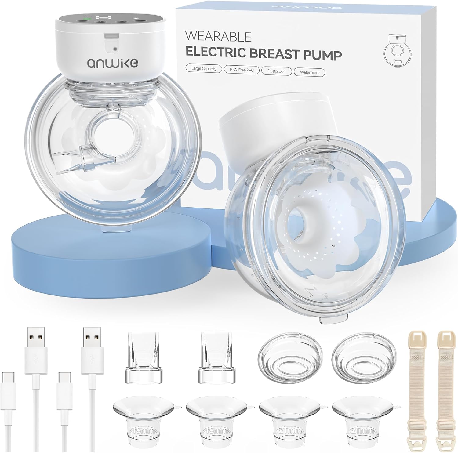 Detalle de ANWIKE Electric Breast Pump Double Ultra-Light 230g — Wearable, Hands-Free and Travel-Ready