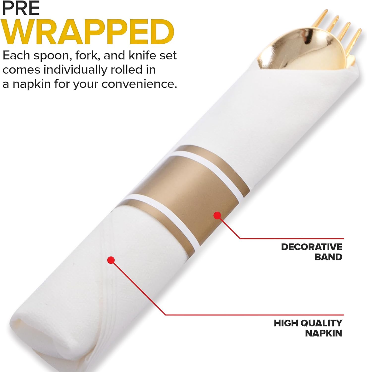 Thumbnail 1 de Joyido 400PCS Pre-Rolled Gold Cutlery 🍴