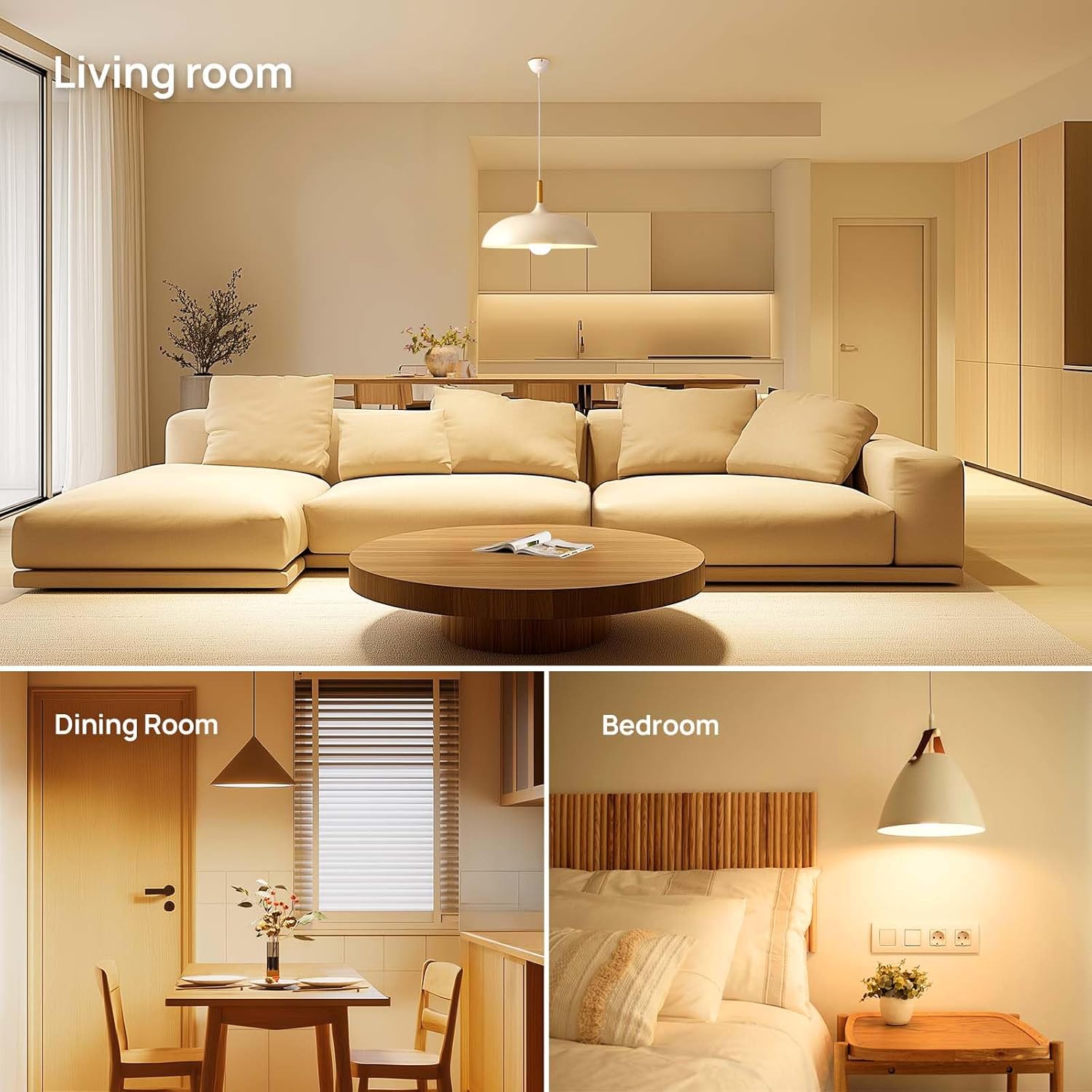 Thumbnail 6 de Linkind Dimmable E27 LED Screw Bulb 7.3W (60W) A60 Edison Screw, Warm White 2700K, 806lm – Pack of 3