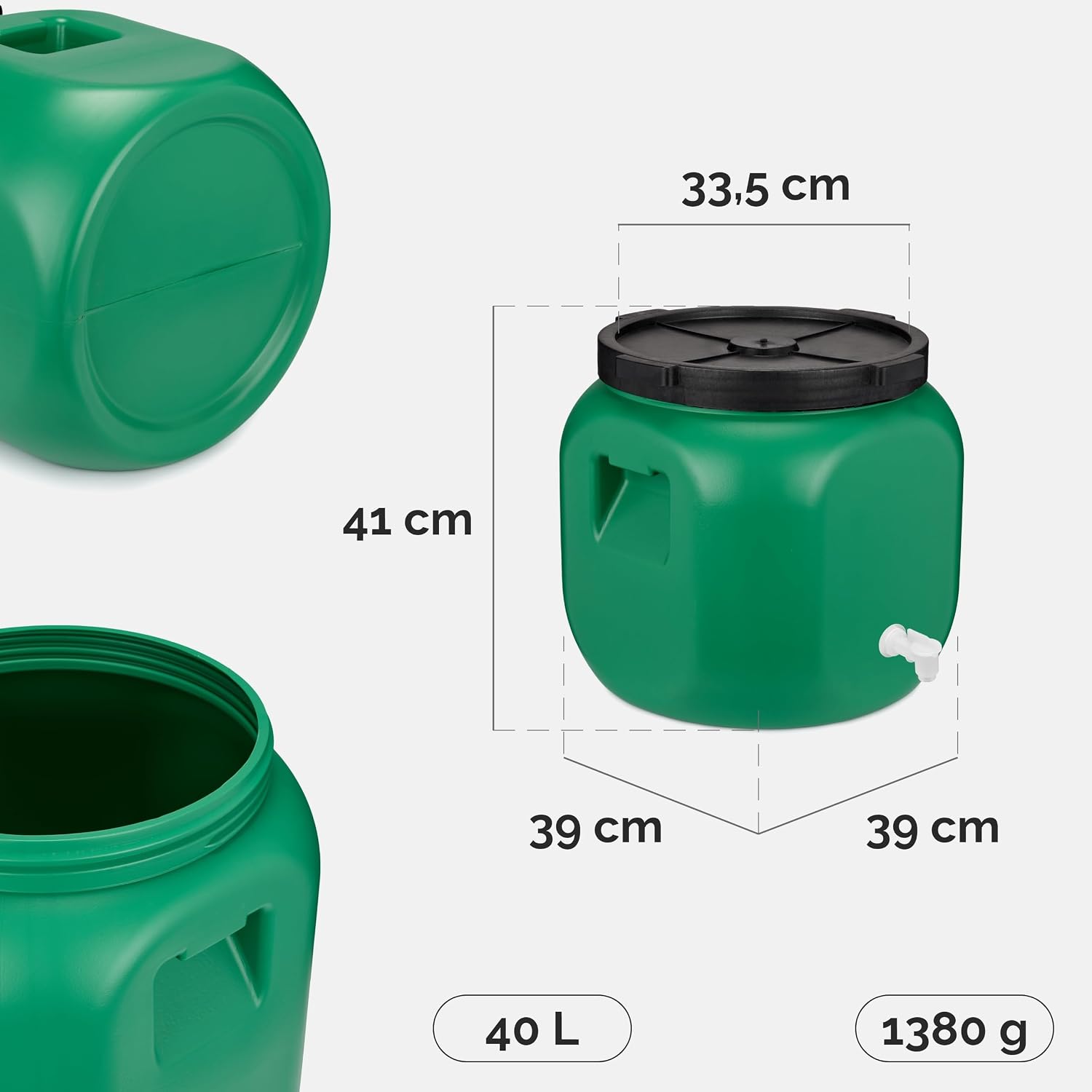 Detalle de Garronda Weithalsfass 40 Liter Futtertonne mit Deckel (ohne Dichtung), BPA-freies HDPE – GD-0142