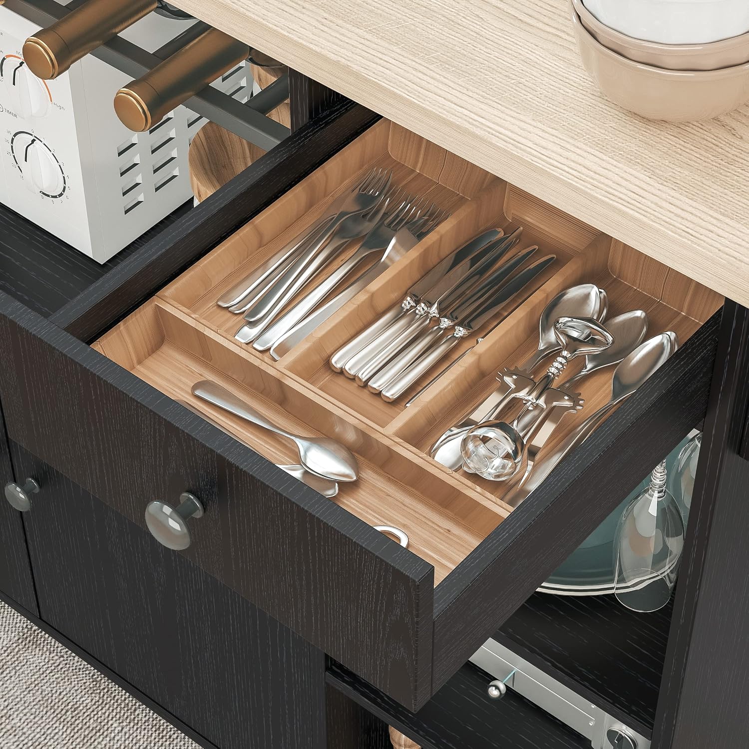 Thumbnail 5 de IRONCK Kitchen Island Cart with Drop-Leaf