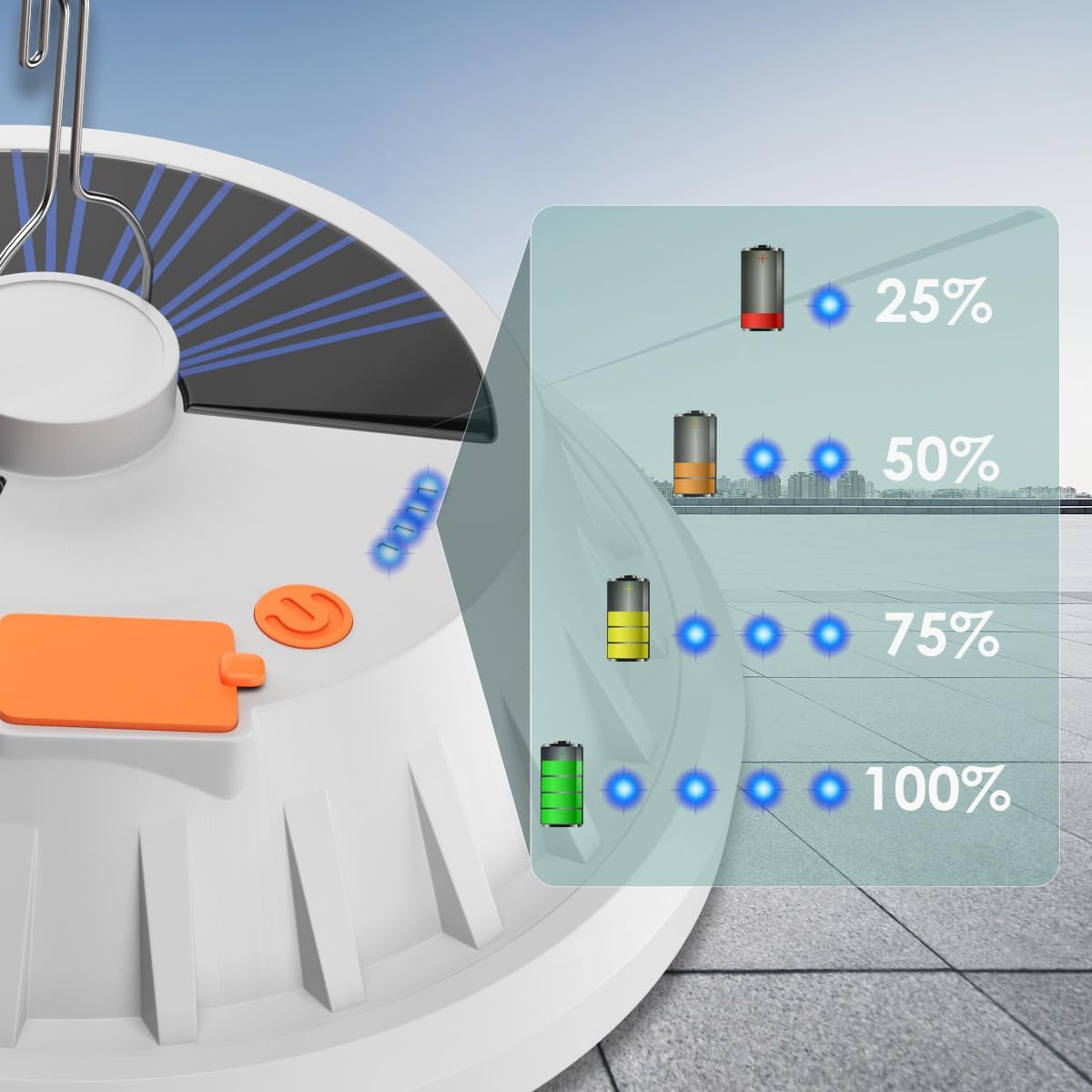 Thumbnail 2 de 2 Pack Solar & USB Camping Lights with Remote Control (IPX7) – 120 LED outdoor tent lamp with emergency charging