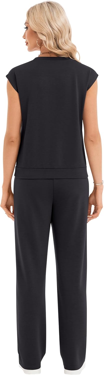 Thumbnail 2 de IVIR Two-Piece Summer Tracksuit Set for Women: Round-Neck Top & Elastic Waist Trousers with Pockets