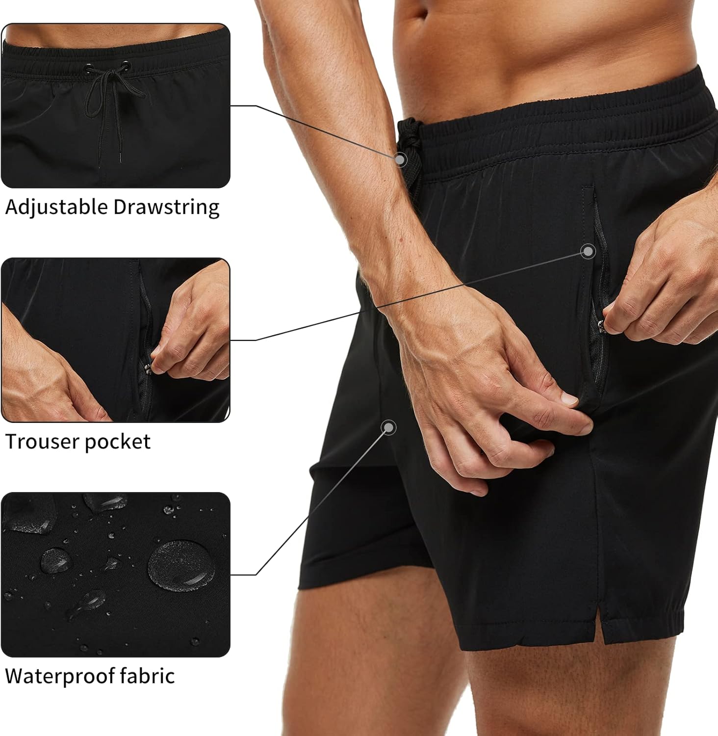 Thumbnail 3 de Aisprts Herren Badehose – Badeshorts mit Reißverschlusstaschen, schnell trocknend und wasserabweisend
