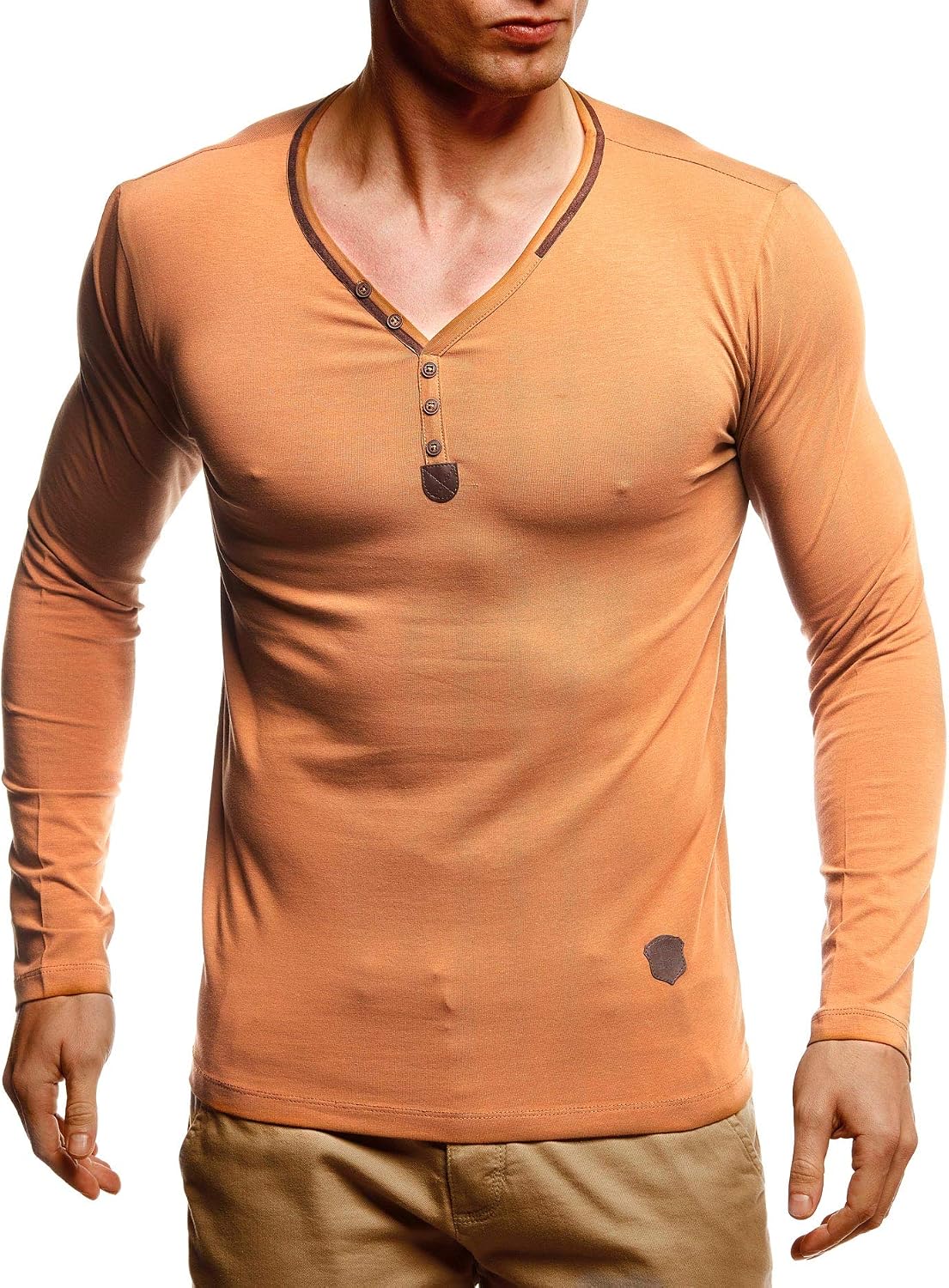 Thumbnail 1 de Leif Nelson LN1470 Sweat-shirt basique à manches longues – col en V, coupe ajustée, coton blanc