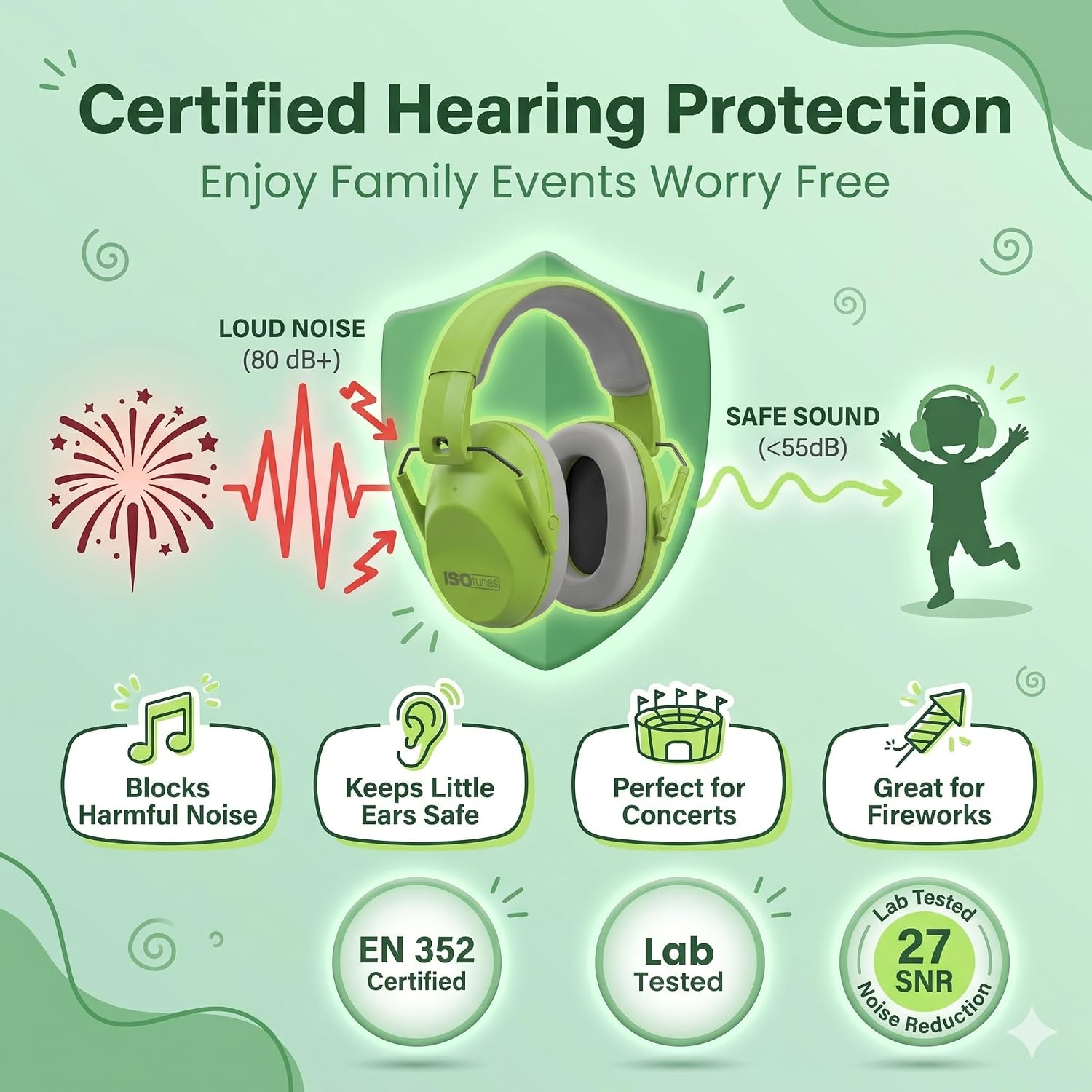 Thumbnail 1 de ISOtunes Junior Ear Defenders for Kids: Comfortable Noise-Cancelling Headphones with Flexible Fit