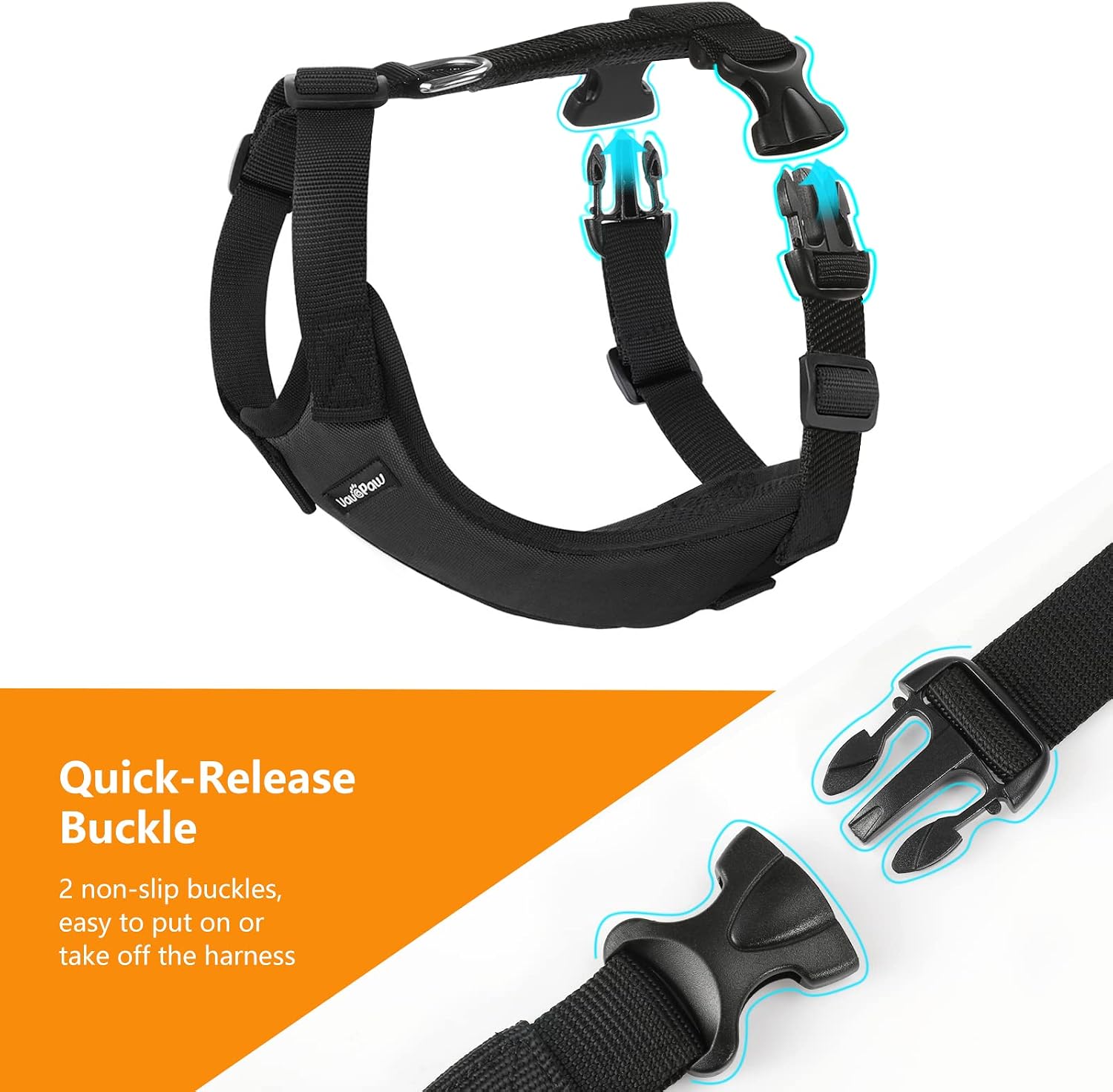 Detalle de VavoPaw XXL Black Dog Seat Belt Vest Harness