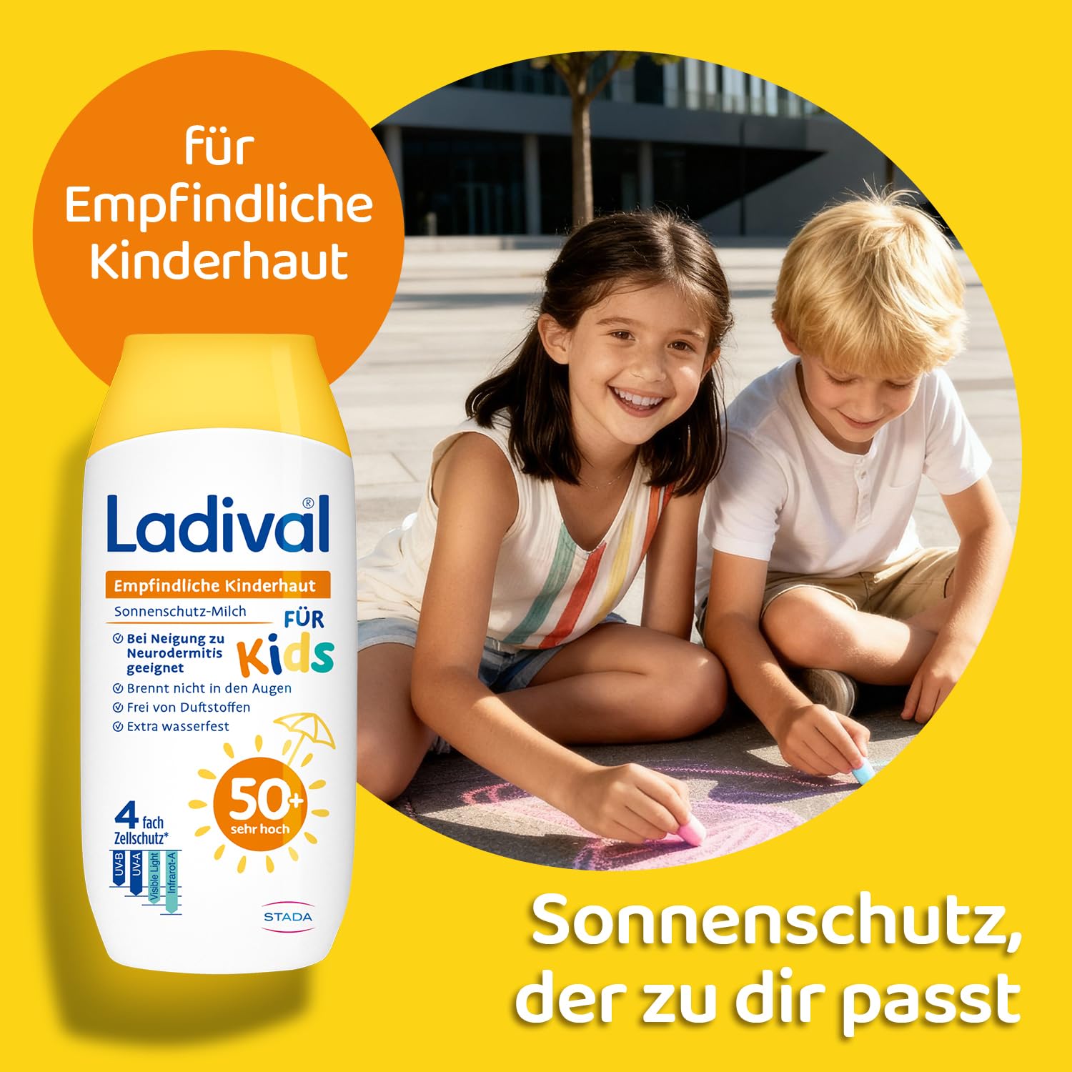 Thumbnail 2 de Ladival Kinder Sonnencreme Milch LSF50+ – extra wasserfest für empfindliche Kinderhaut (ab 6 Monaten), 200 ml