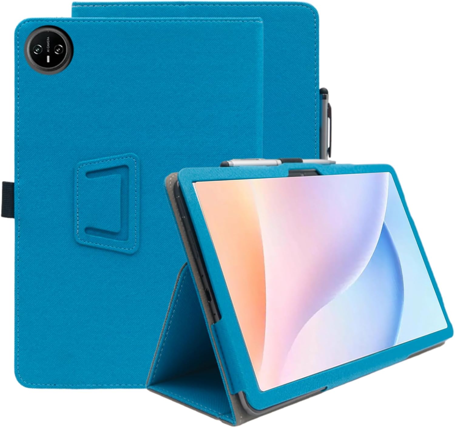 Detalle de XLTTONG Tablet Case with Hand Strap for Doogee Tab A9/A9 Pro 10.1" – Peacock Blue