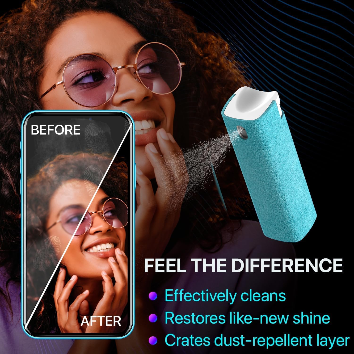 Thumbnail 6 de IO CLEAN Mini Screen Cleaner Spray (Green) – Finger Proof 3-in-1 Mist Cleaner + Microfiber Cloth & Protective Cover