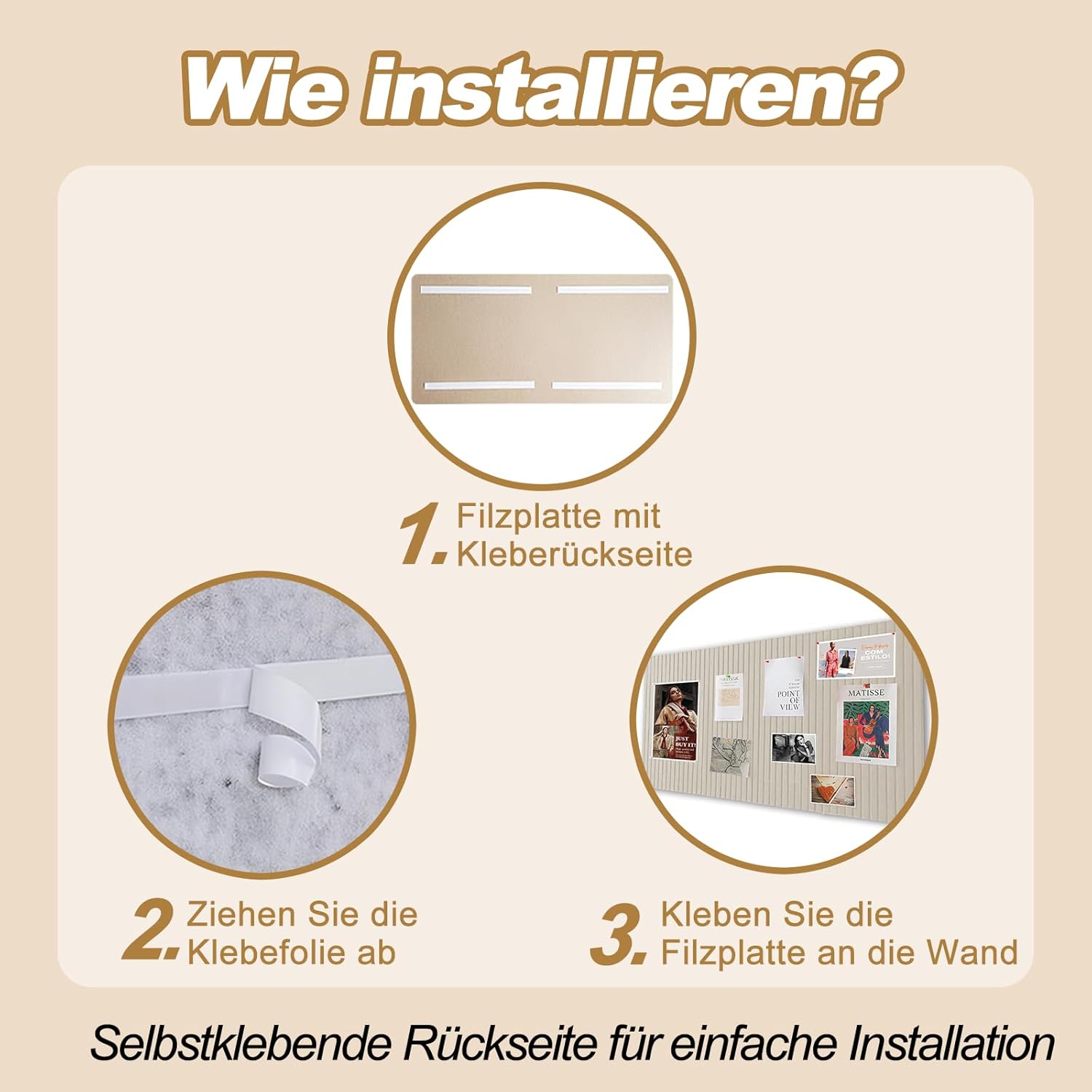 Thumbnail 3 de Große Filz Pinnwand 80×40 cm – selbstklebend 🎯