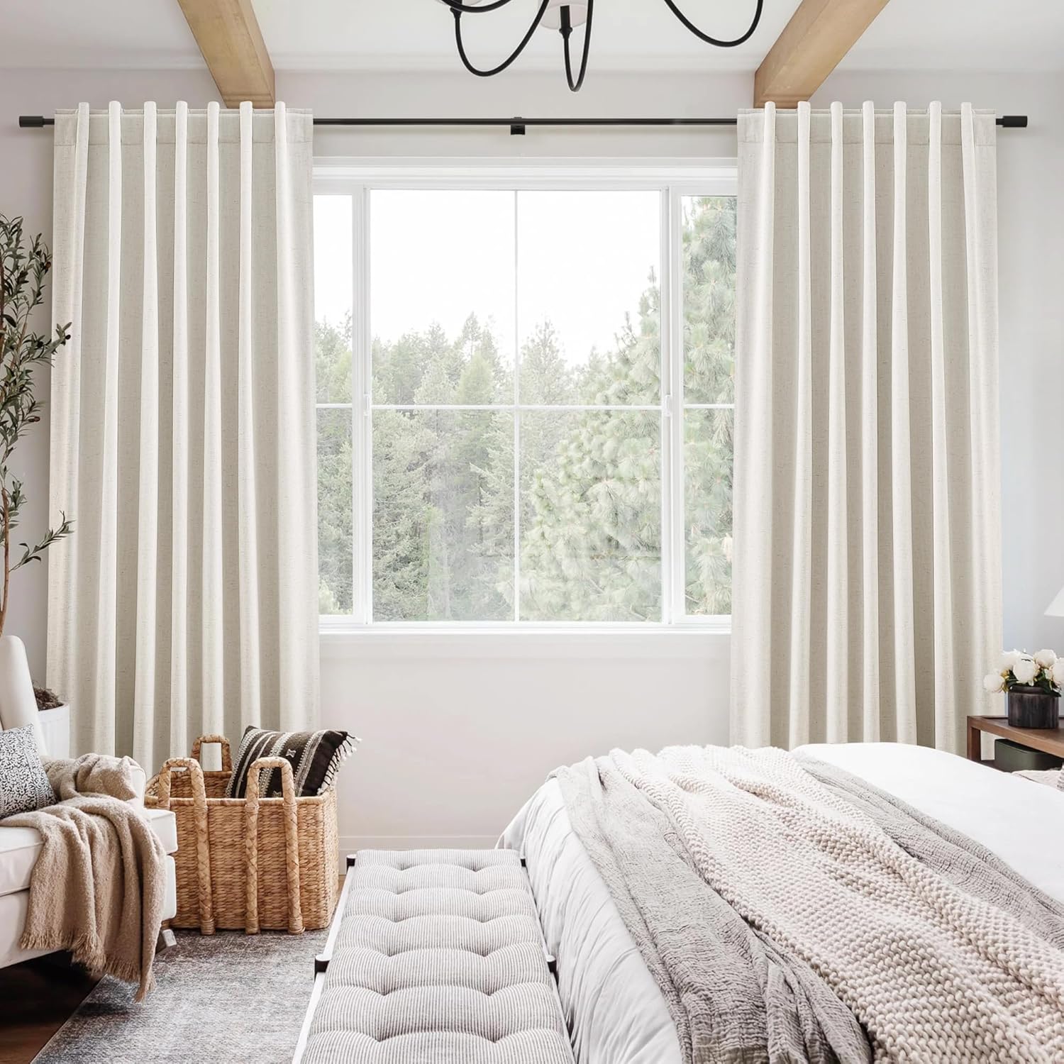 Detalle 2 de Jowels 90 Inch Linen Blackout Curtains 2 Panels 🪟