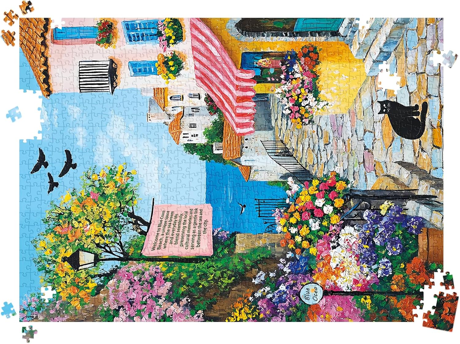Thumbnail 6 de HUADADA kuststadspussel med 1 000 bitar, 70 × 50 cm och affisch