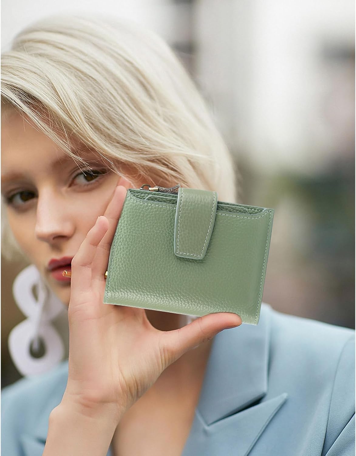 Thumbnail 5 de SENDEFN Women's RFID Blocking Leather Small Compact Bi-fold Zipper Pocket Wallet