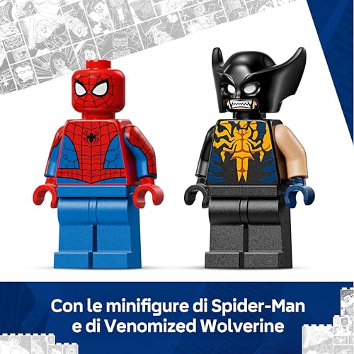 Detalle de LEGO Marvel Auto di Spider-Man vs. Venomized Wolverine – Set 76336
