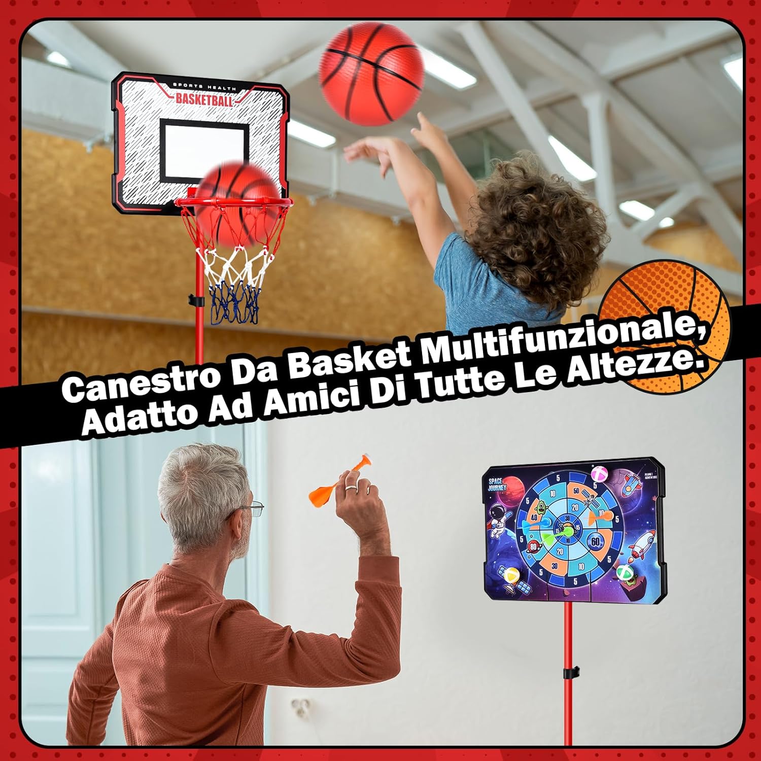 Detalle de Herenear Canestro da Basket per Bambini 107-193 cm