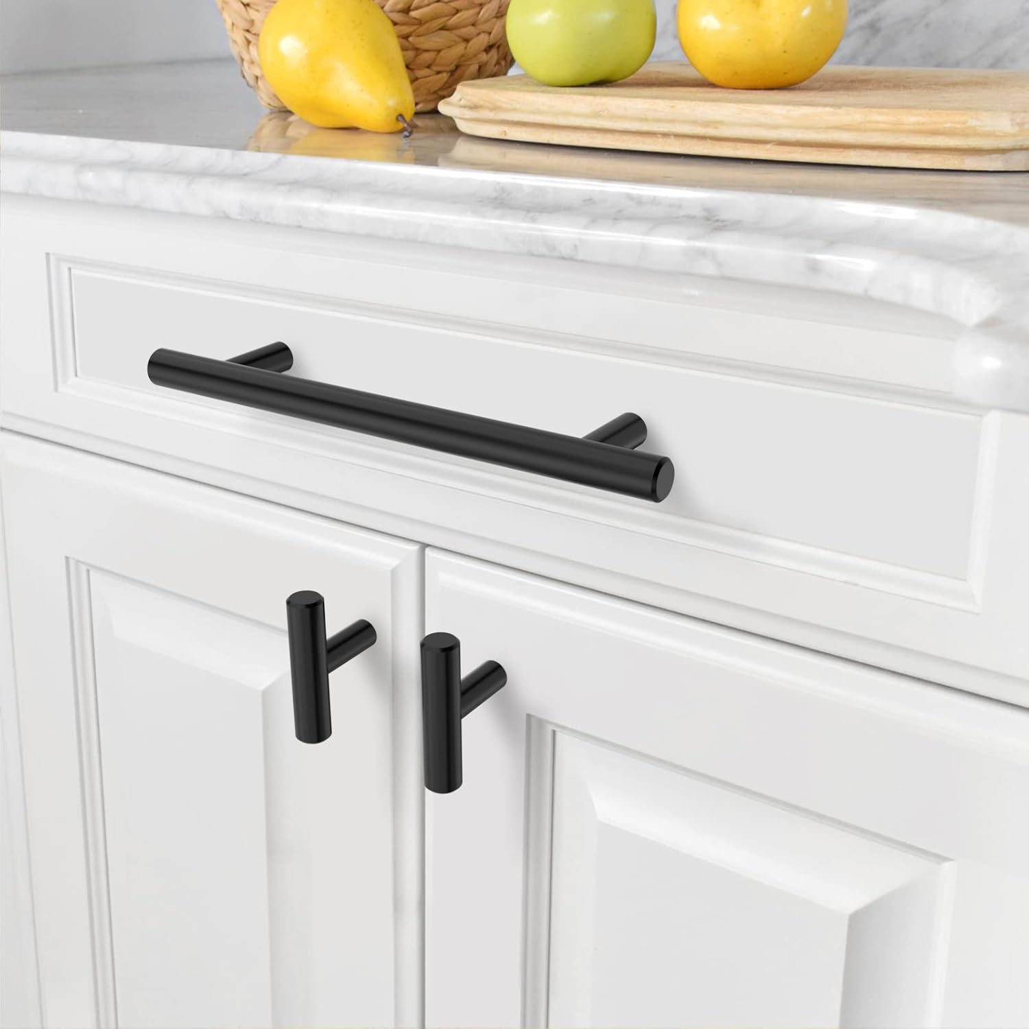 Detalle de Amerdeco 20 pezzi Maniglie per Mobili da Cucina Nero – maniglie cucina con distanza foro 128 mm in acciaio inossidabile