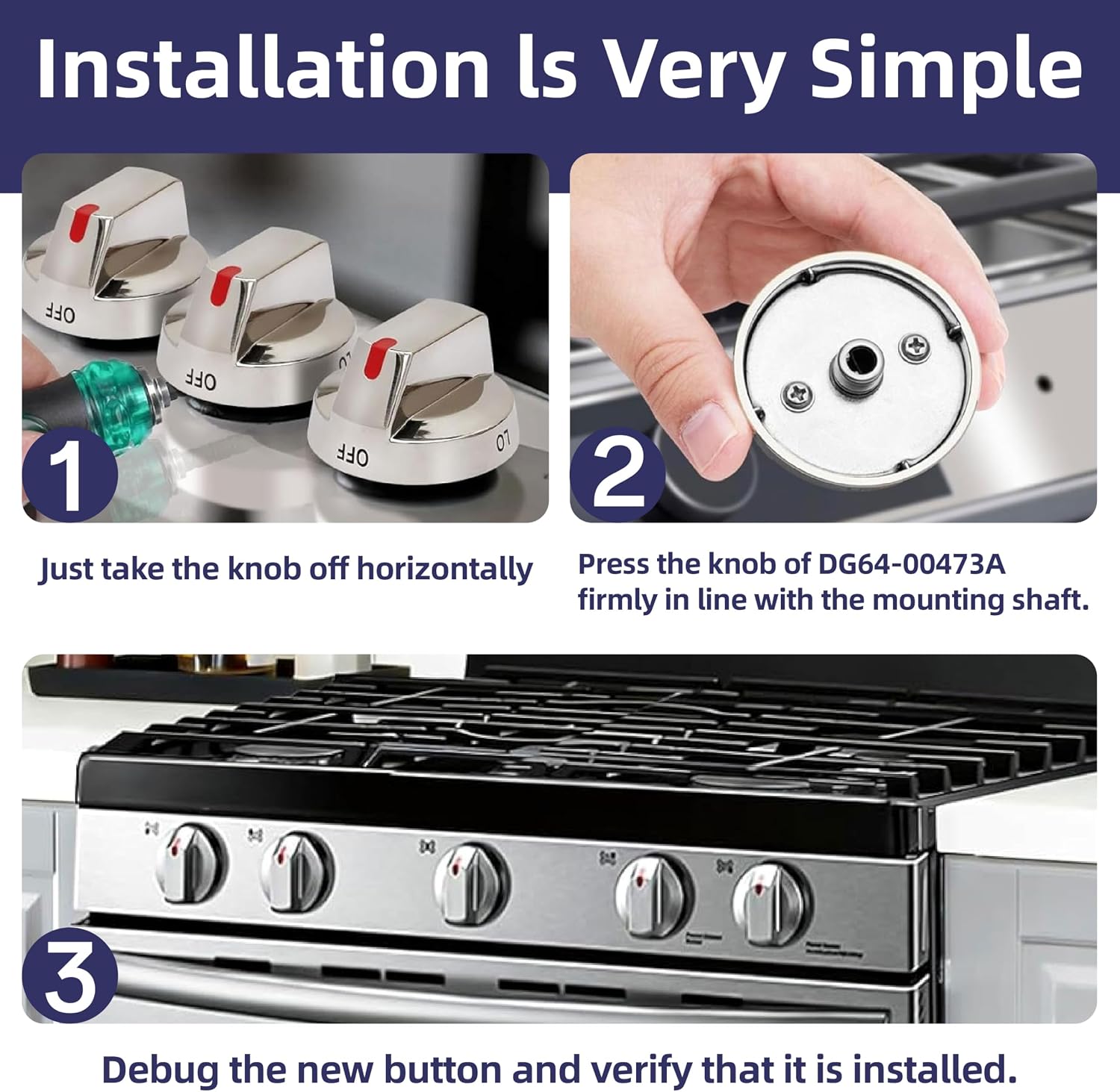 Detalle de JREEPEE JR-ZJAN001 Gas Stove Knob Replacement, Silver Metal, Model-Specific Fit