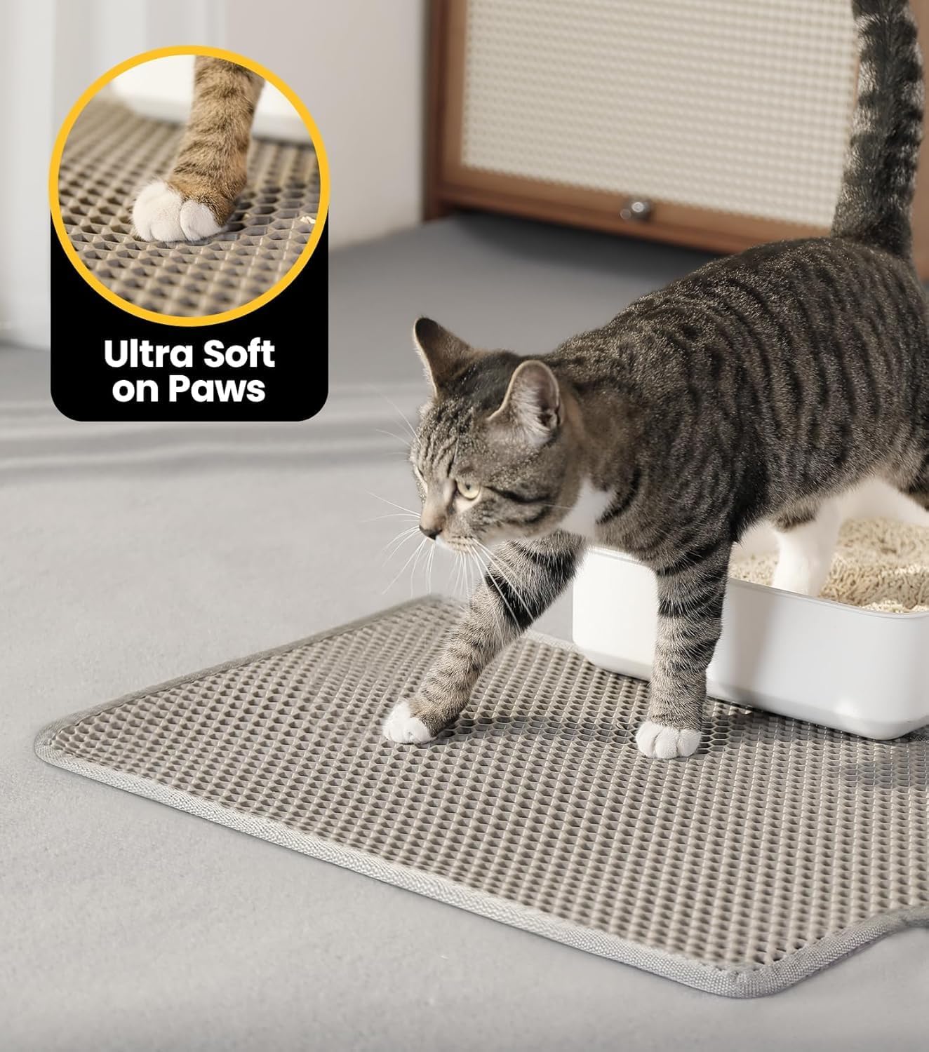 Detalle de Conlun Cat Litter Mat 58x42 cm honeycomb mat 🐾