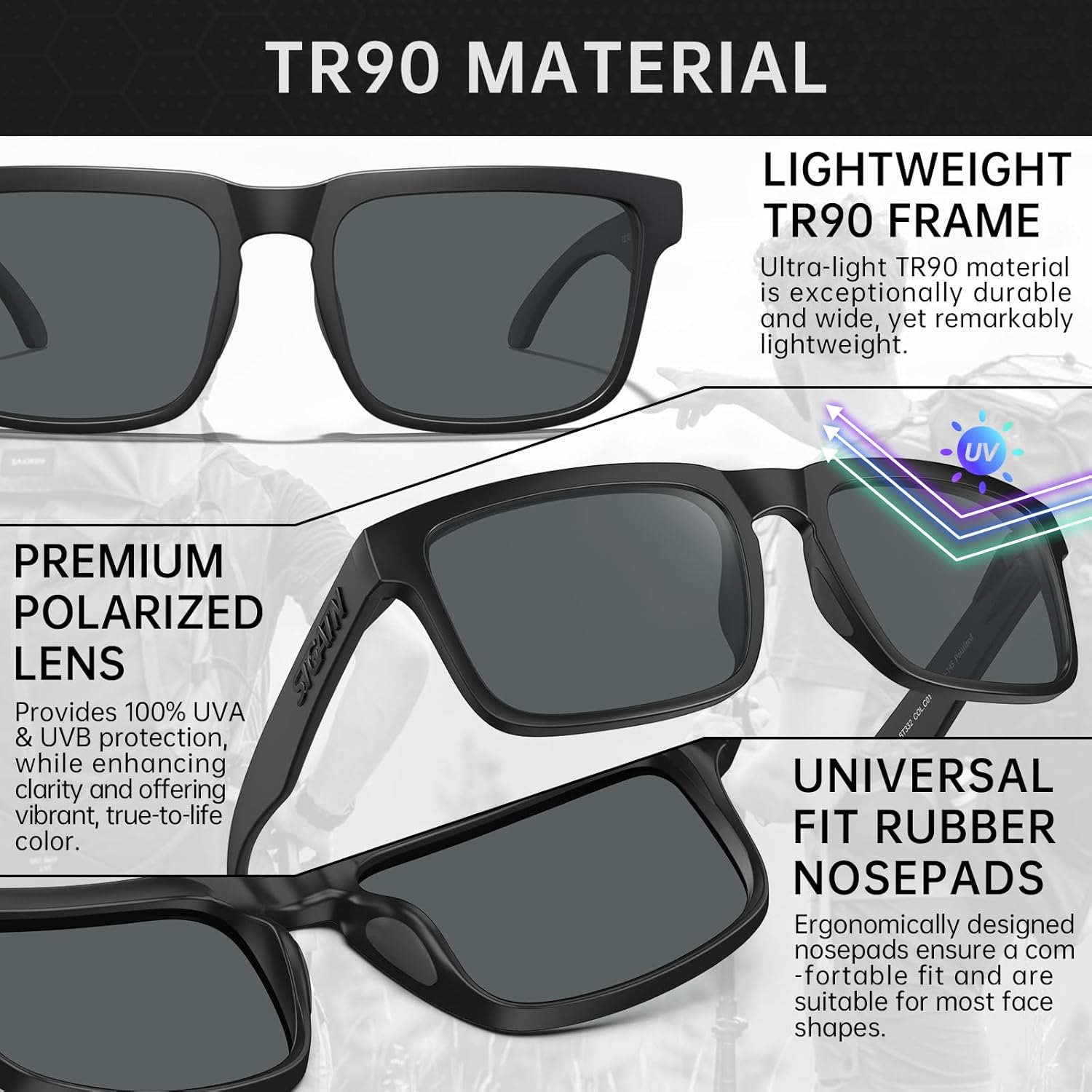 Thumbnail 6 de STGATN Große Köpfe XL Sonnenbrille Herren – Polarisiert, UV400, TR90, 155 mm