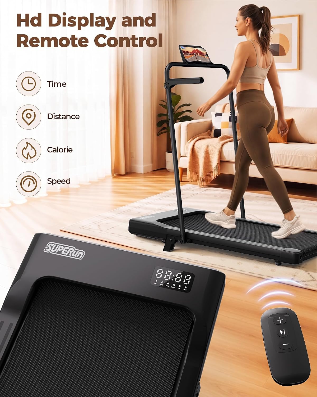 Thumbnail 6 de Superun Walking Pad with Handle Bar Treadmill, 2.5 HP, 6% Incline