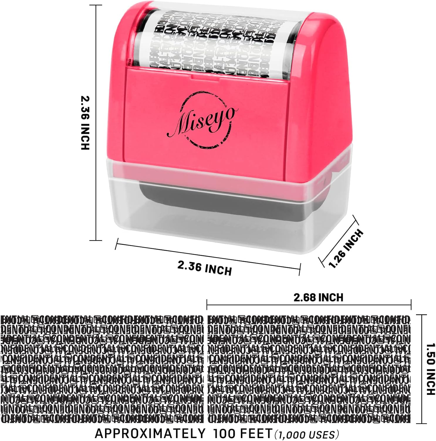 Thumbnail 1 de Miseyo Wide Identity Theft Protection Roller Stamp Set (Peach) with 3 Refill Inks