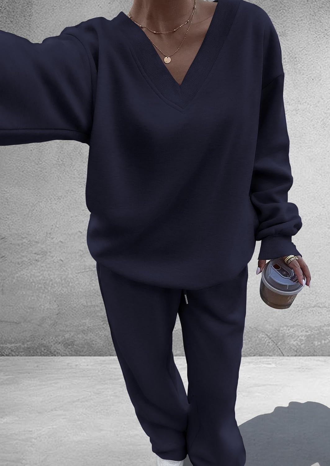Thumbnail 3 de PRETTYGARDEN Two Piece Sweatset V Neck 2026