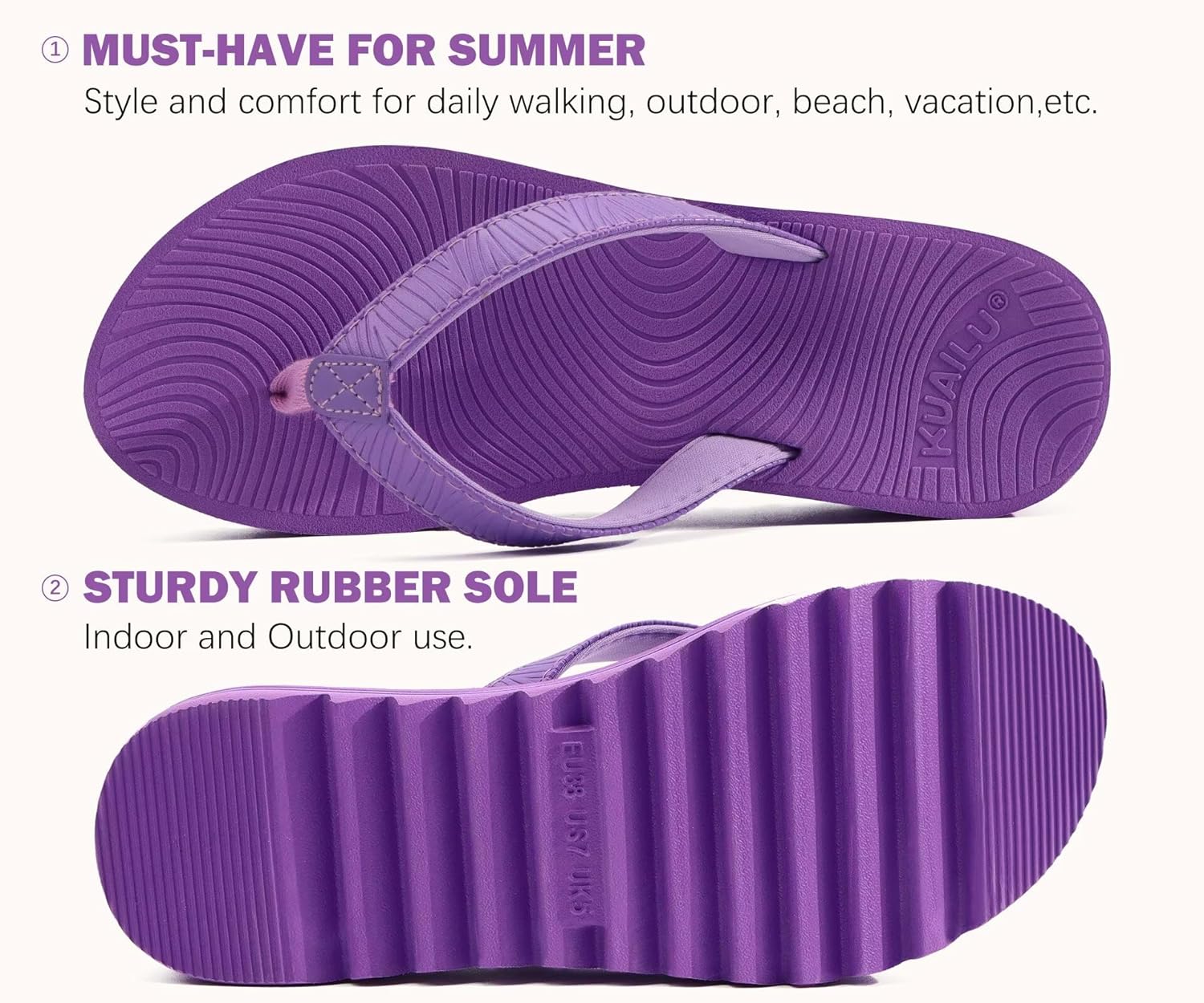 Thumbnail 6 de KuaiLu Damen Flip Flops Komfort Yoga Matte Plattform – Leichtes Strand- und Alltagserlebnis