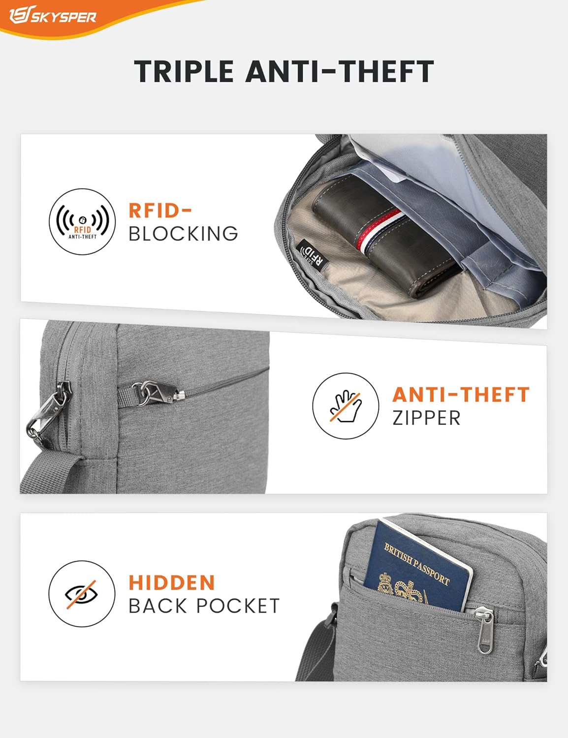 Thumbnail 3 de SKYSPER Small Anti Theft Sling Bag