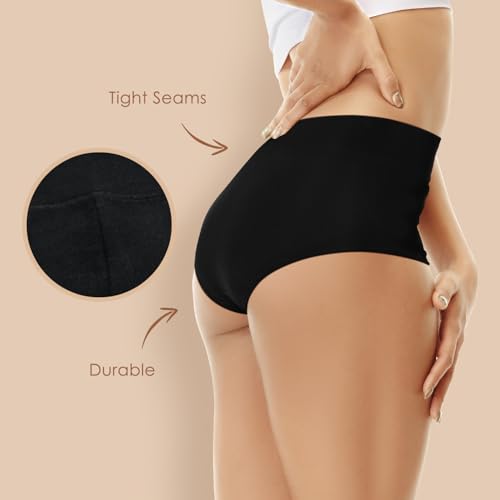 Detalle 2 de YouShow Cotton Underwear for Women: Black High Waisted Knickers, 5 Pack