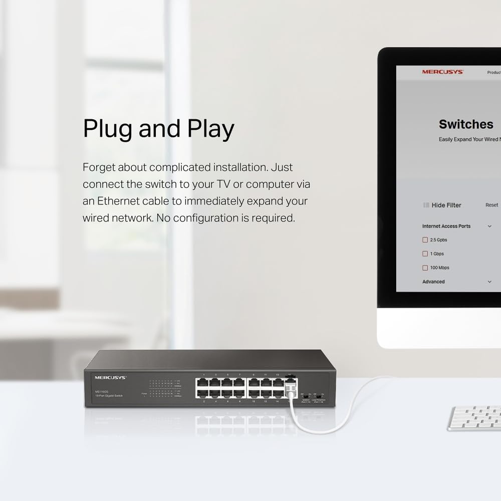 Thumbnail 6 de MERCUSYS MS116GS 16 Ports 294×140×44 mm 📶