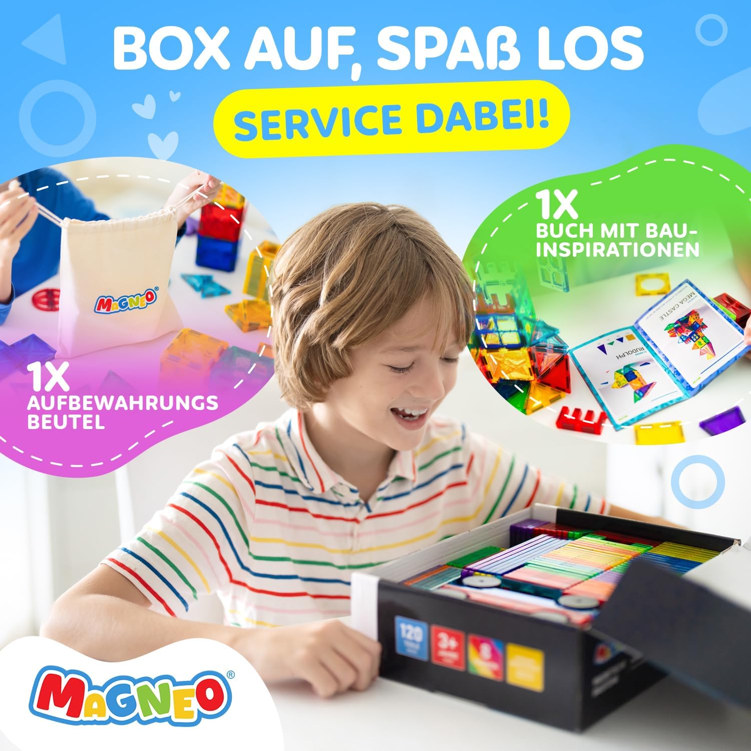 Thumbnail 6 de Magneo® Magnetische Bausteine (80-teilig) – Magnetspielzeug für Kinder ab 3 Jahren