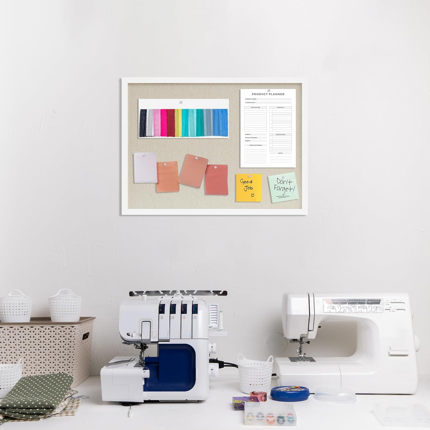 Thumbnail 6 de DAHAPYBOO HAPYBLBO17X23WP1 Cork Board, 23 x 17-Inch White Linen Bulletin Board