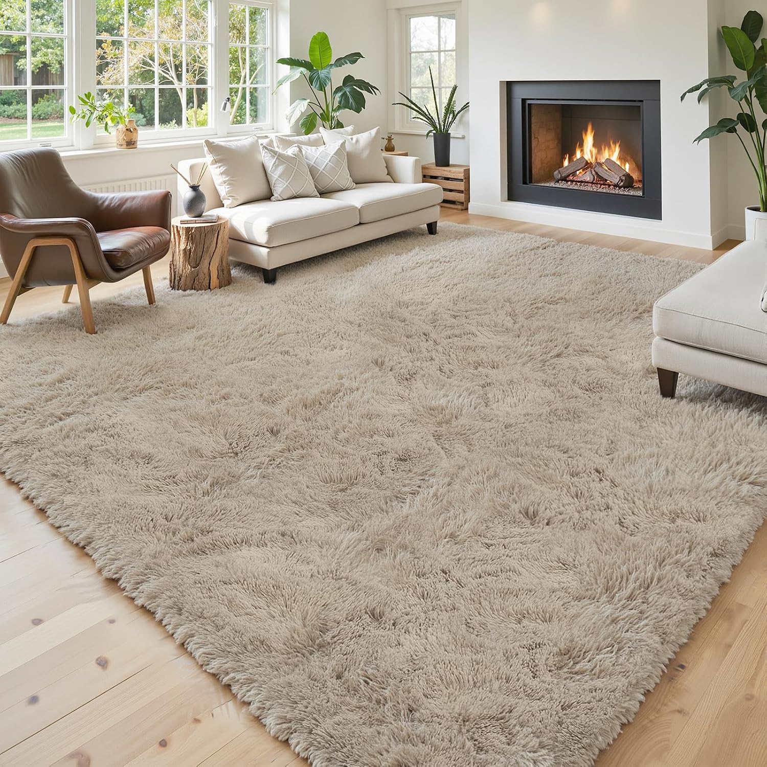 Detalle 2 de 8x10 Beige Shaggy Area Rug 🛋