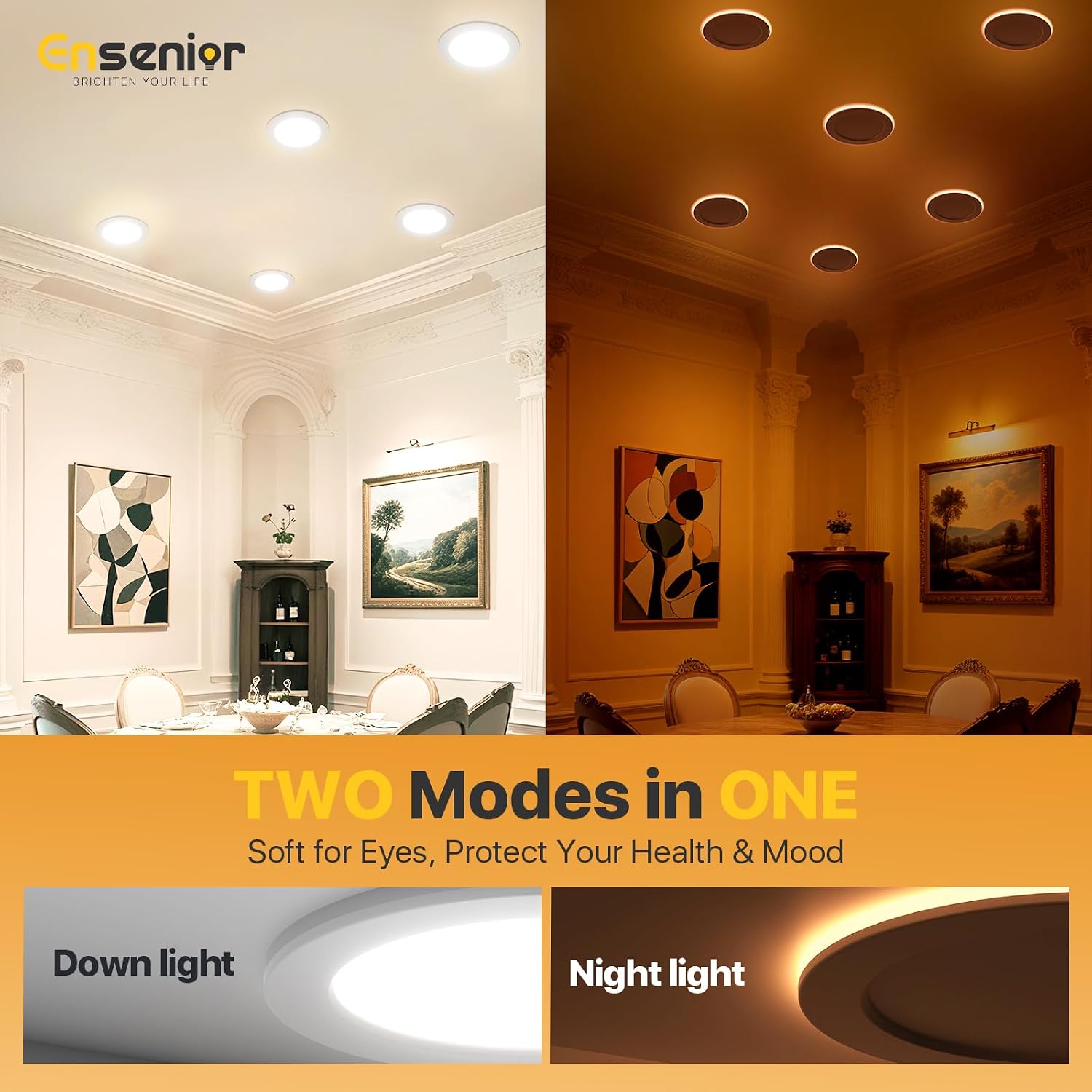 Detalle 2 de Ensenior 6-Pack 6-Inch LED Recessed Lights with 5CCT and Night Light