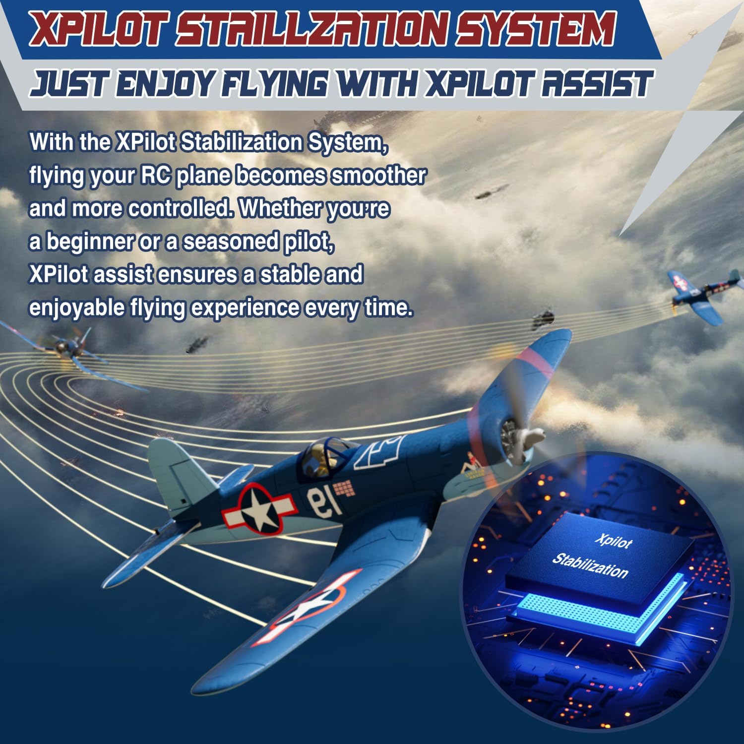 Detalle de LEAMBE Brushless 4-Channel RC Plane (F4U Corsair, 500mm) RTF with 6-Axis Gyro